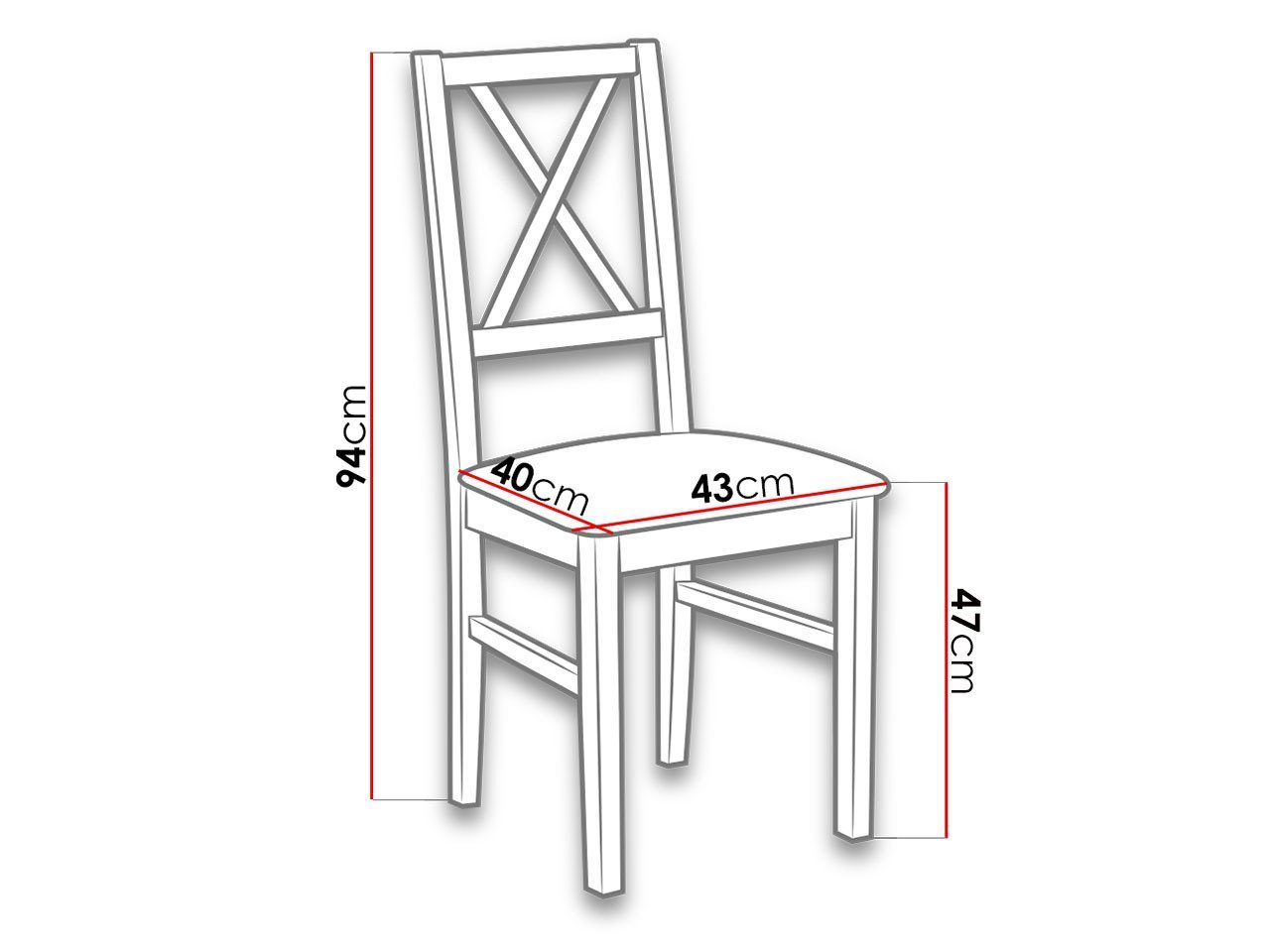 Stuhl aus cm Stück), 43x40x94 Nilo X (1 MIRJAN24 Buchenholz,