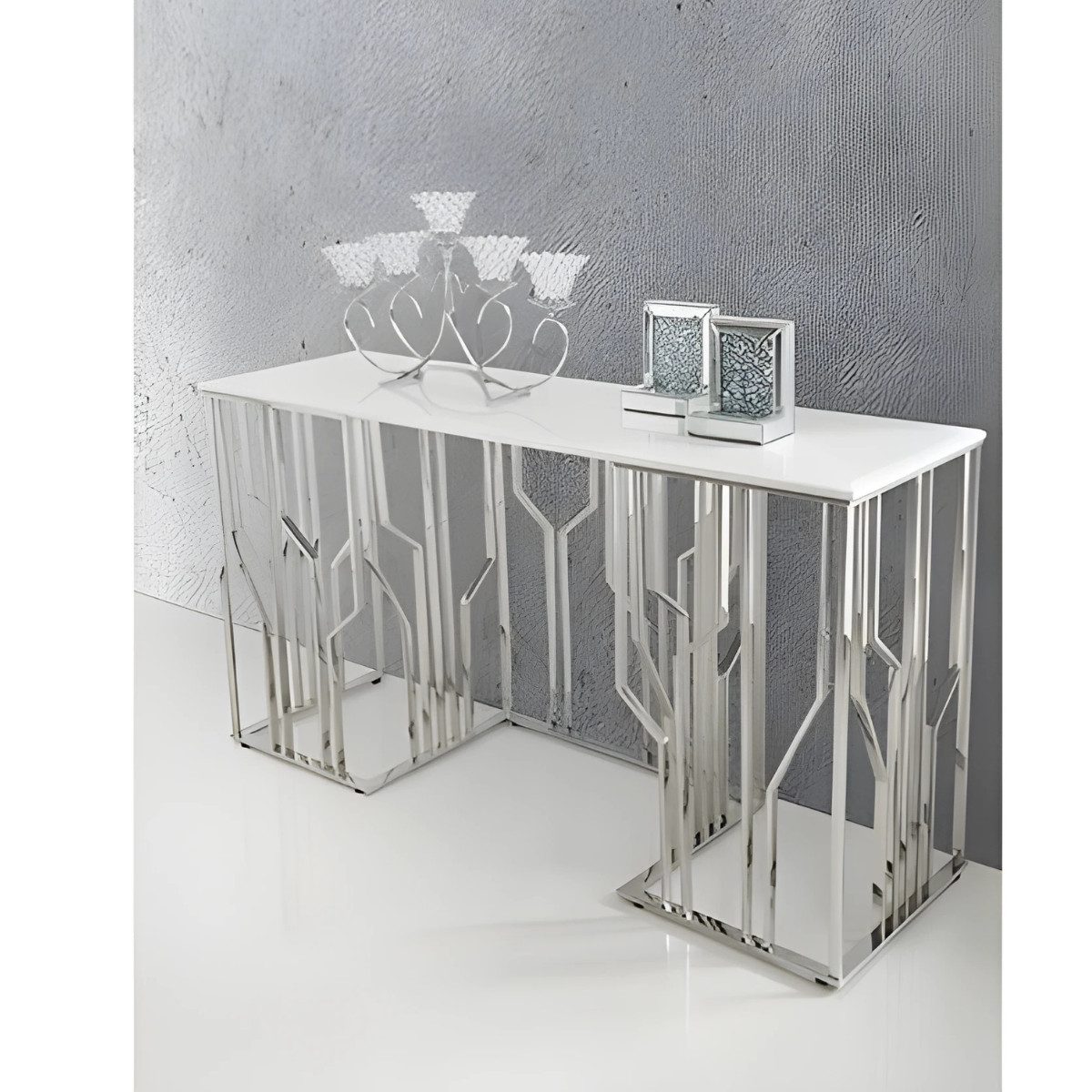 alesvelt Ablagetisch Taranto mit edler Tischlatte in Marmoroptik 150cm (1-Tisch), 150x45x80cm, Marmoroptik