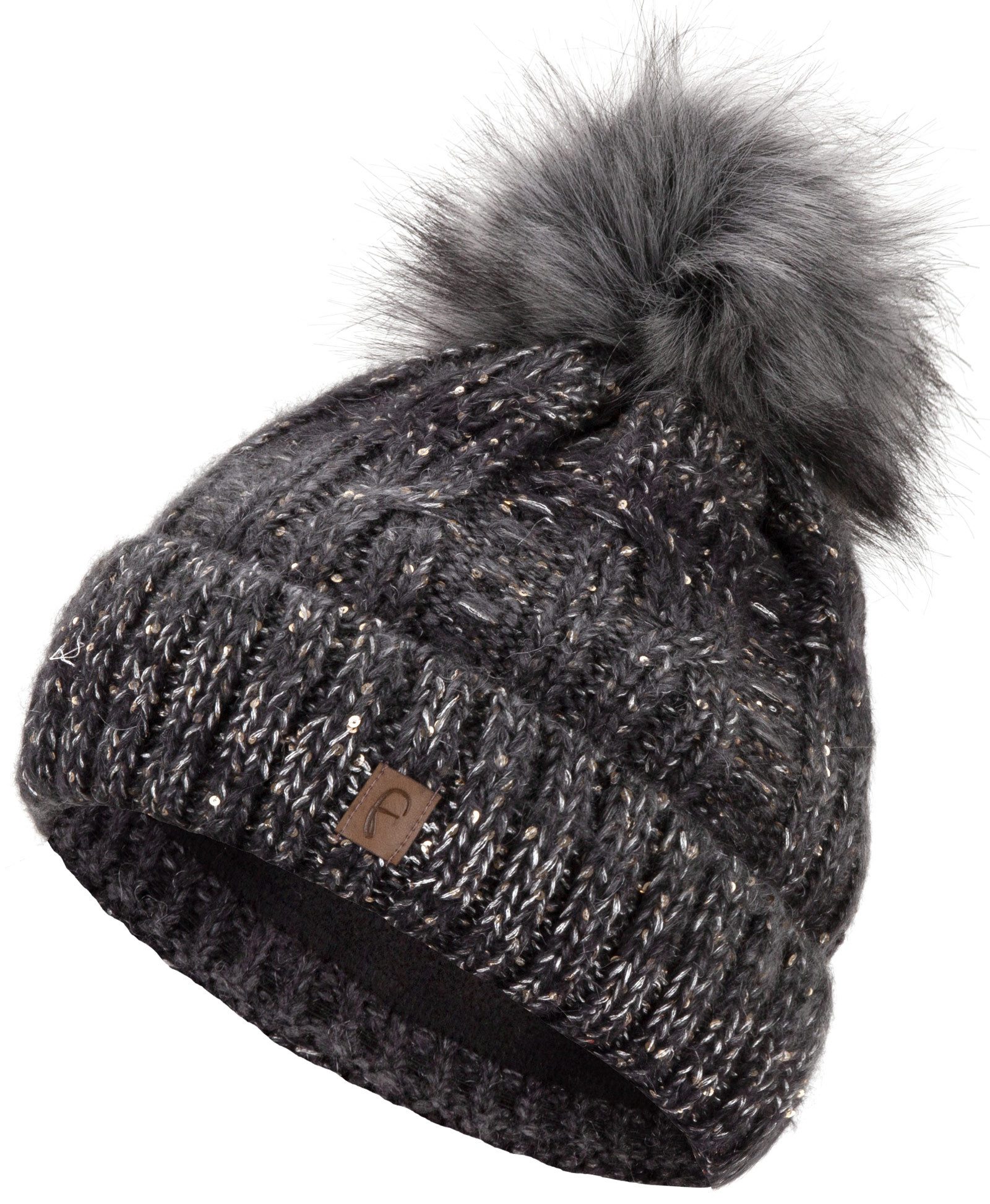 Faera Bommelmütze Wintermütze Damen Herren Mütze Beanie Haube gefüttert Bommelmütze