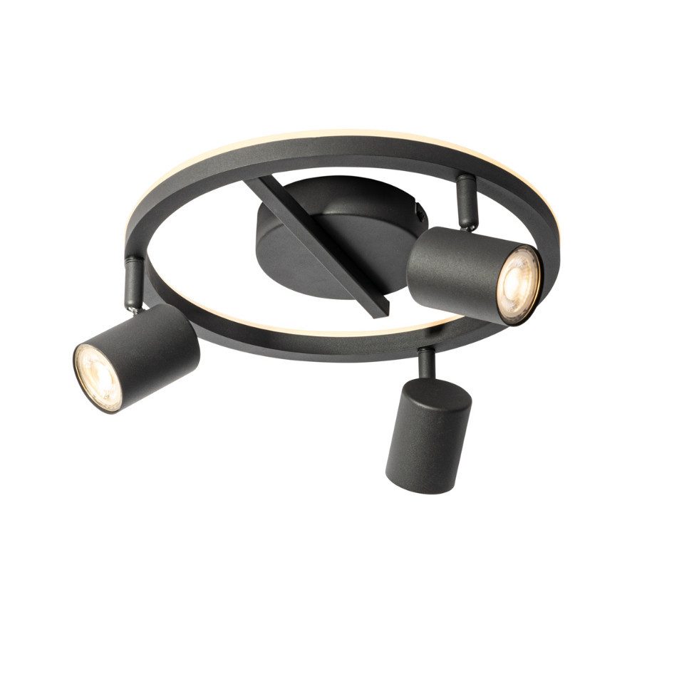 Qazqa LED Aufbaustrahler Back up, LED fest integriert, Extra-Warmweiß, QAZQA Aufbau­spot, integrated, Schwarz, Stahl, Modern