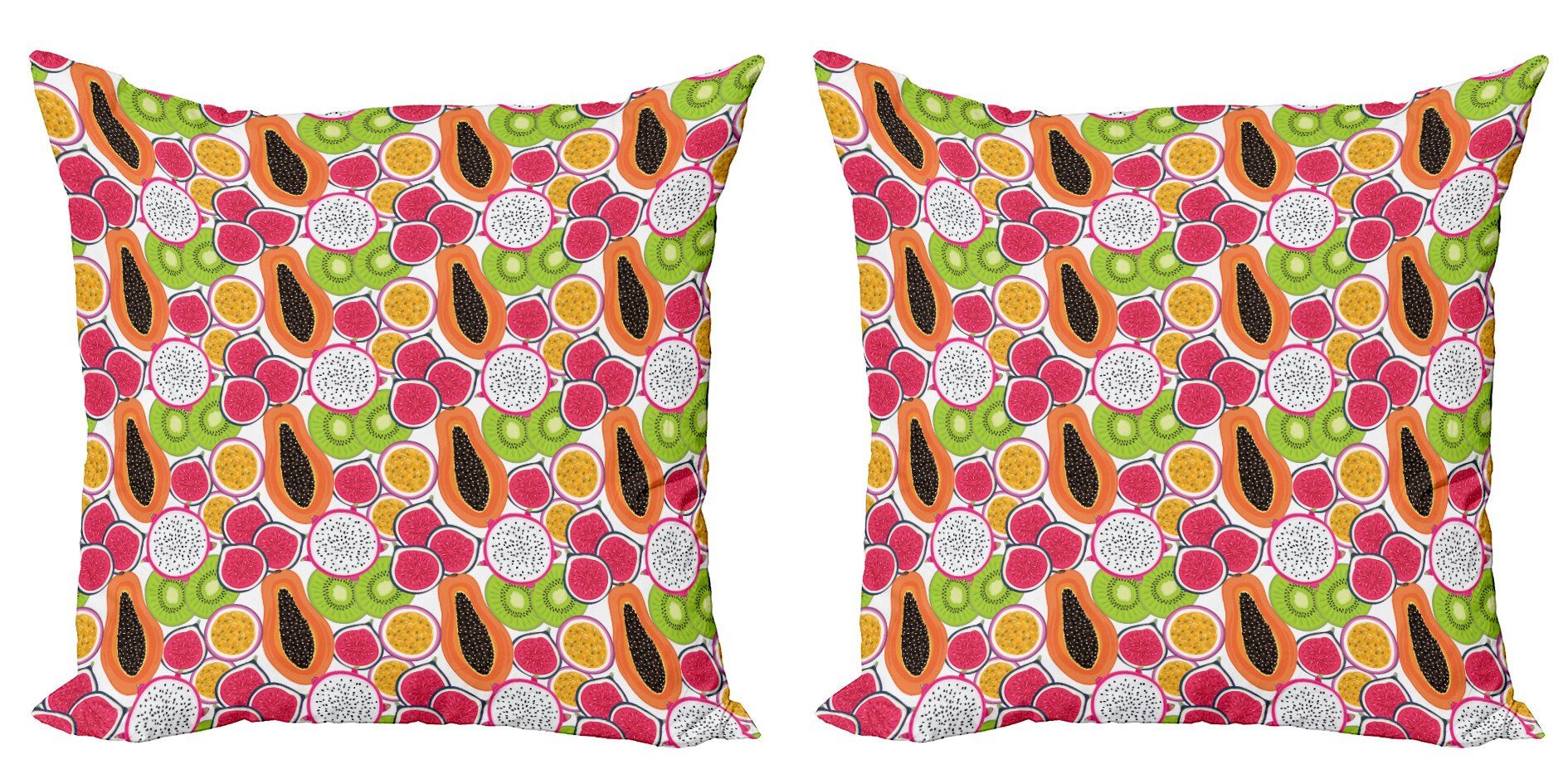 Kissenbezüge Modern Accent Doppelseitiger Digitaldruck, Abakuhaus (2 Stück), Exotisch Sommer frische tropische Früchte