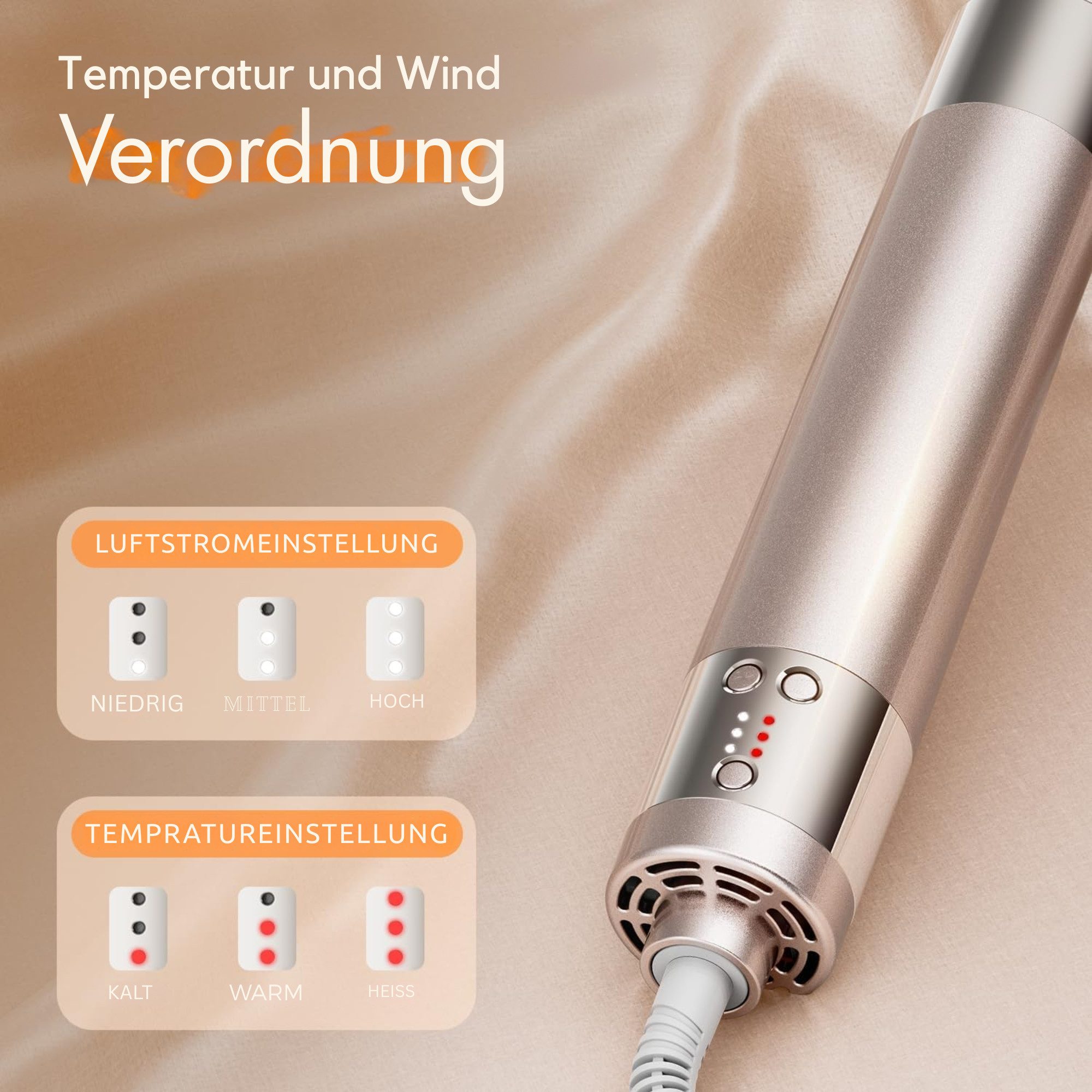 Vivitar Heißluftgebläse 6-in-1 Air Styler Heißluftbürste 140.000U/min, Föhnbürste für Frauen, (schnell trocknender Haarstyler für Frauen, Anti-Frizz-Stylinggerä – Bild 4 von 5