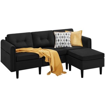 Yaheetech Sofa, 3-Sitzer Sofa mit Ottomane Modernes Ecksofa Schlafcouch