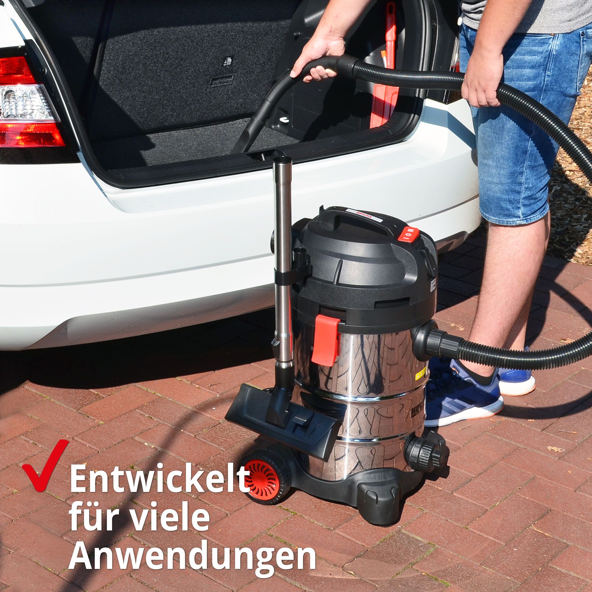 Hecht Industriesauger Nass- & Trockensauger 8314 Z, 1400,00 W, Mit Beutel, 30 L Edelstahlbehälter - Tragegriff - 1,5 m Saugschlauch
