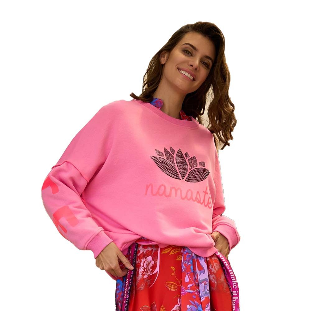 Sweatshirt Miss Goodlife Namaste Double Strass, MG13061, flashrose/neonpink