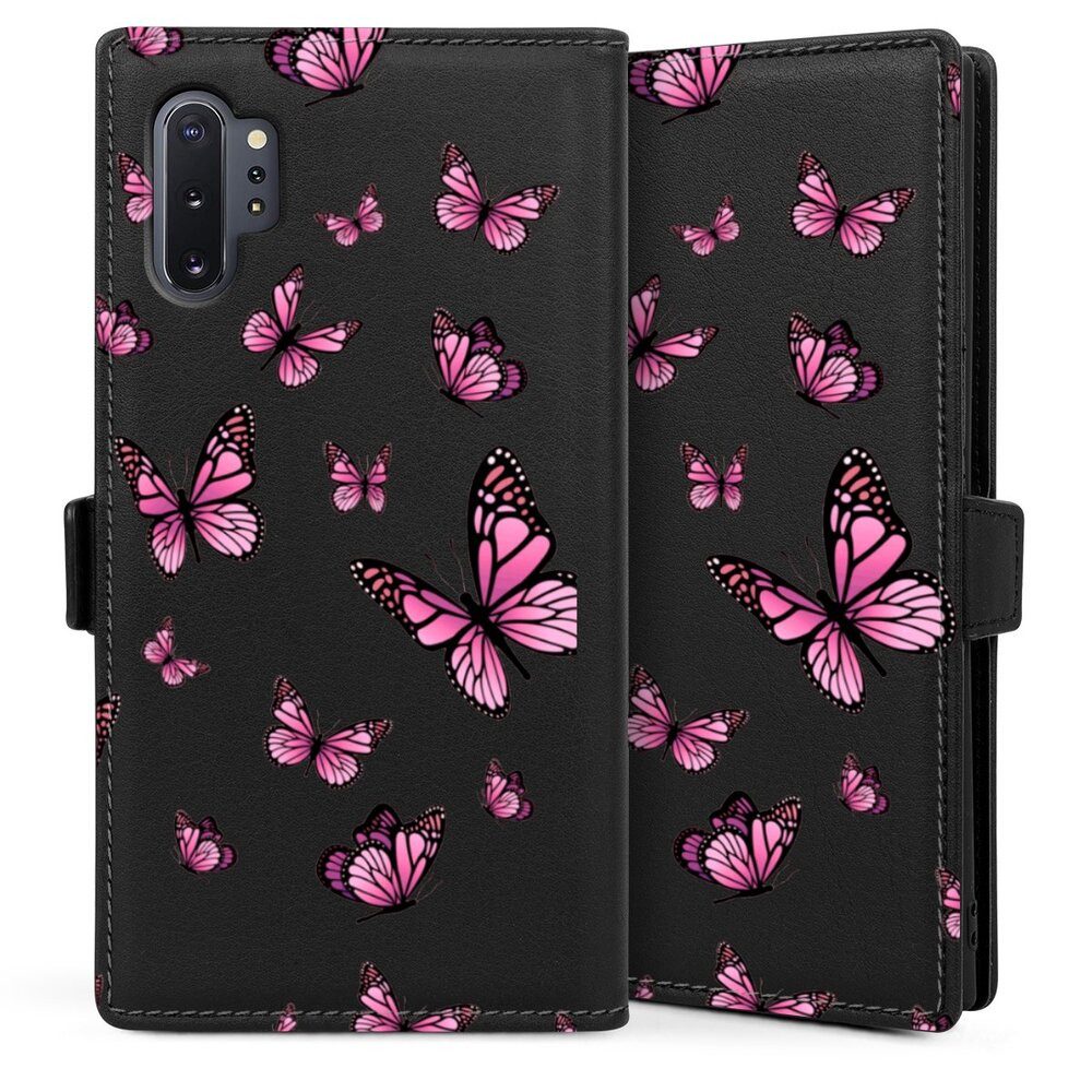 DeinDesign Handyhülle Schmetterling Muster Motiv ohne Hintergrund Schmetterlinge Pink, Samsung Galaxy Note 10 Plus Hülle Handy Flip Case Wallet Cover