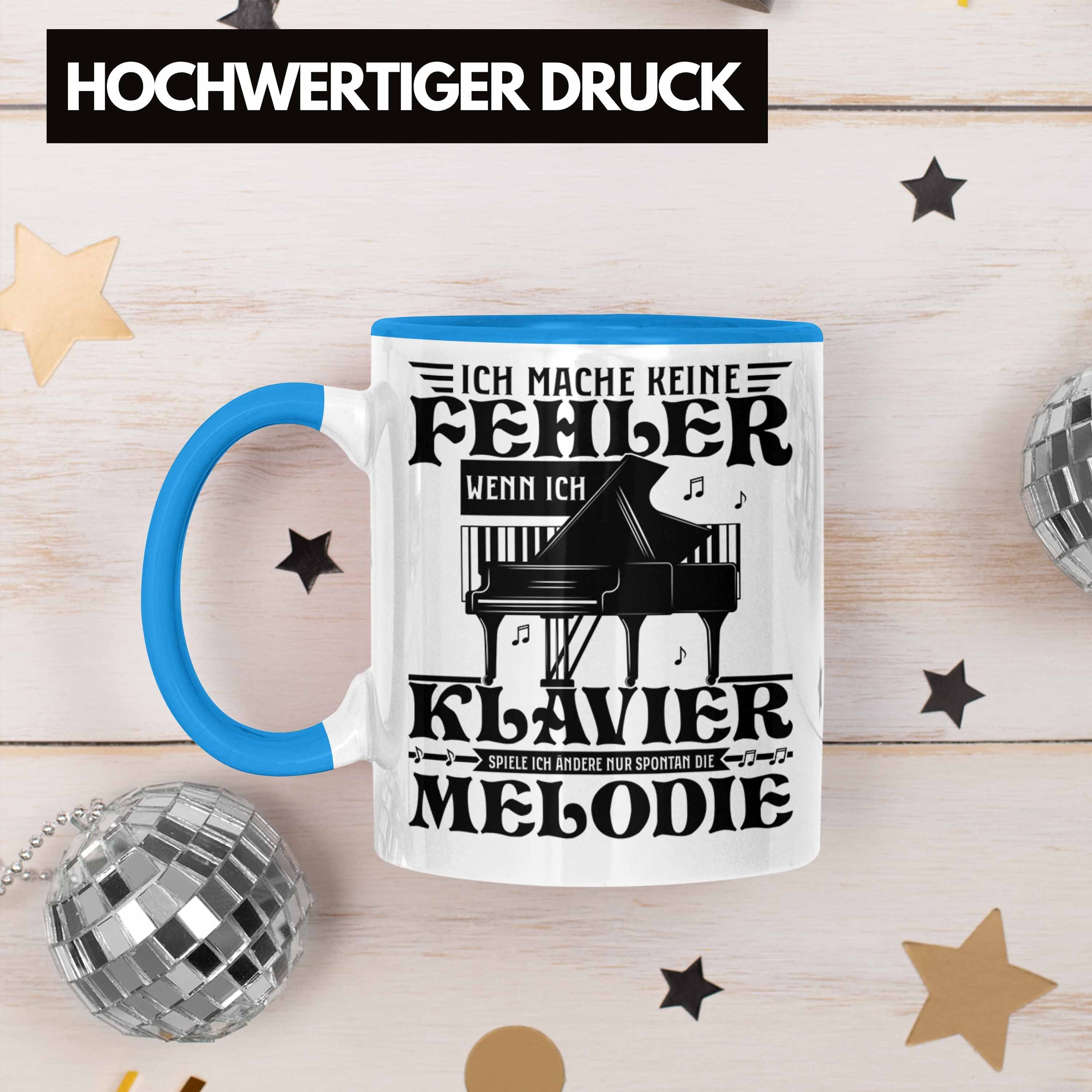 Tasse Blau Klavier Kaffee-Becher Geschenk Klavier-Spieler Trendation Tasse Geschenkidee Flüg