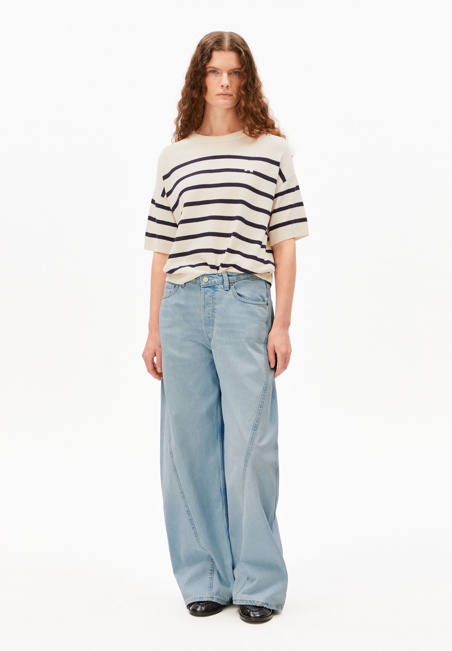 Armedangels T-Shirt STRIPE Strickshirt aus Leinen-Mix Relaxed Fit
