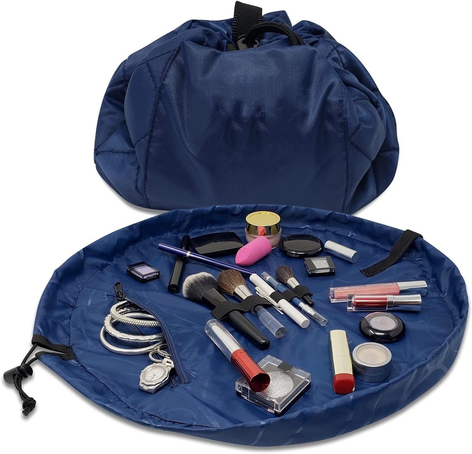 Coonoor Kosmetiktasche Lazy Kosmetikbeutel mit Kordelzug Portable Große Organisator, Reisetasche Make up Beutel Aufbewahrung für Damen