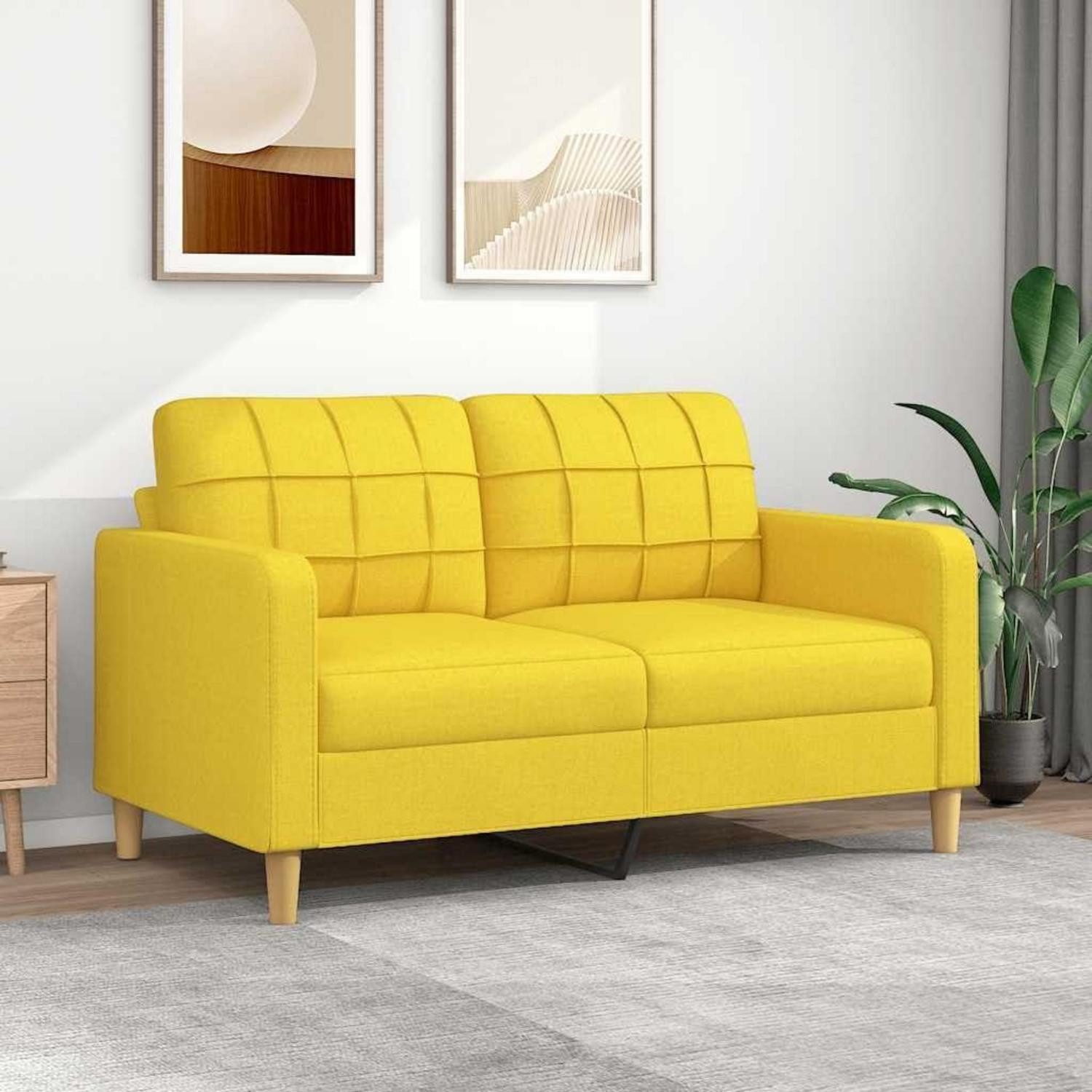LuxusKollektion Loungesofa Polstersofa Kissen Armlehnen Loungesofa 2-Sitzer-140 cm Hellgelb