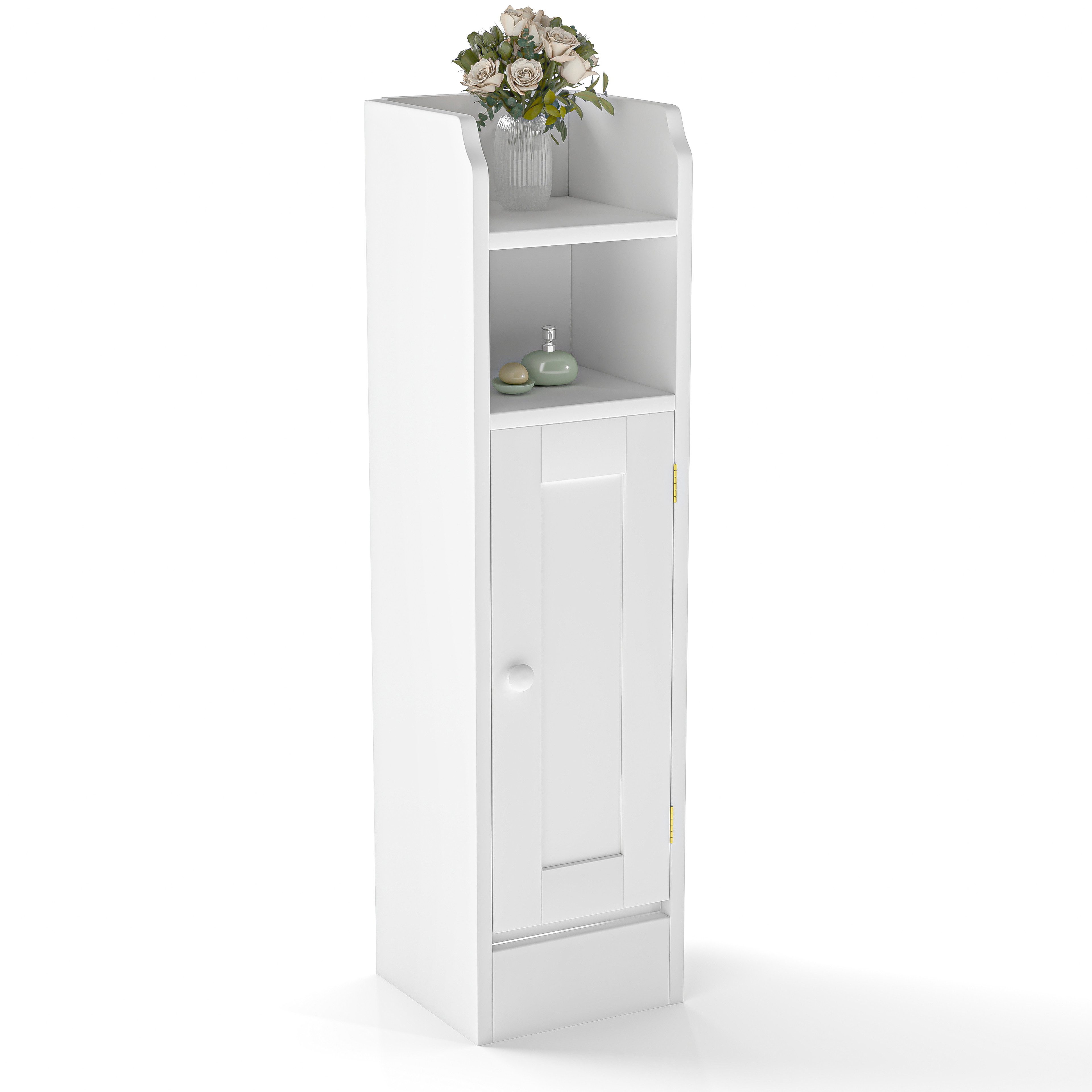 oyajia Badkommode Badezimmerschrank Badschrank schmal mit Tür (für kleine Räume), Höhenverstellbaren Einlegeböden