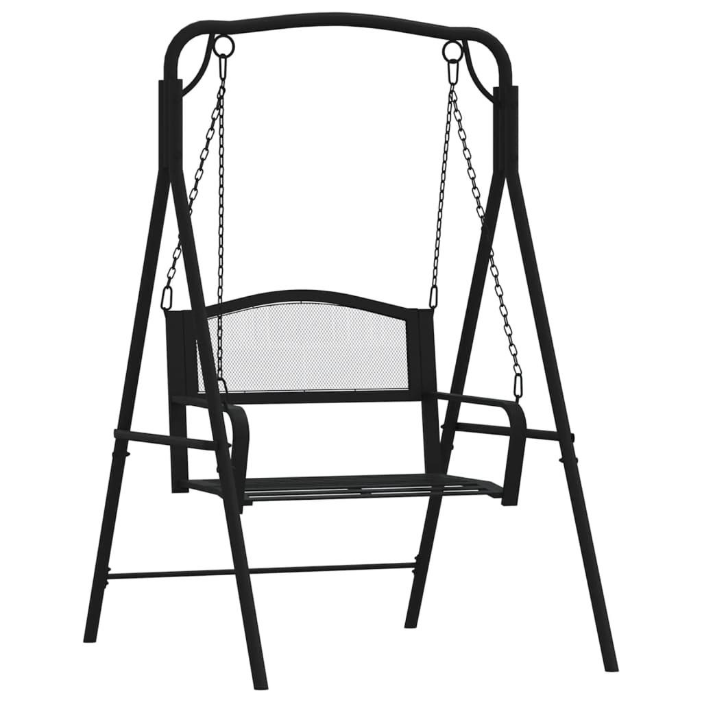 Gartenbank Hollywoodschaukel 124 cm Schwarz Stahl