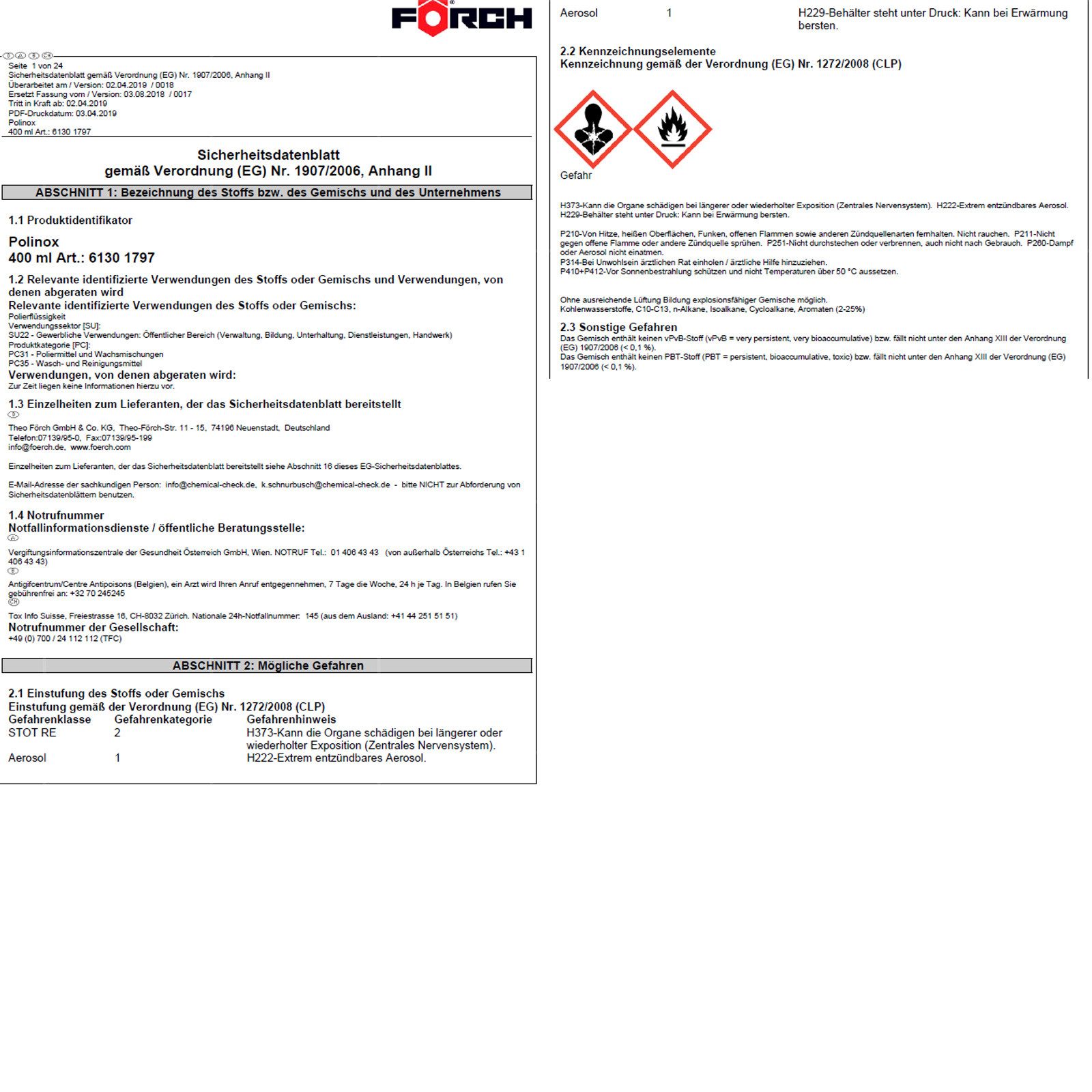 FÖRCH Polinox P361 - 0.4 Ltr Edelstahlreiniger