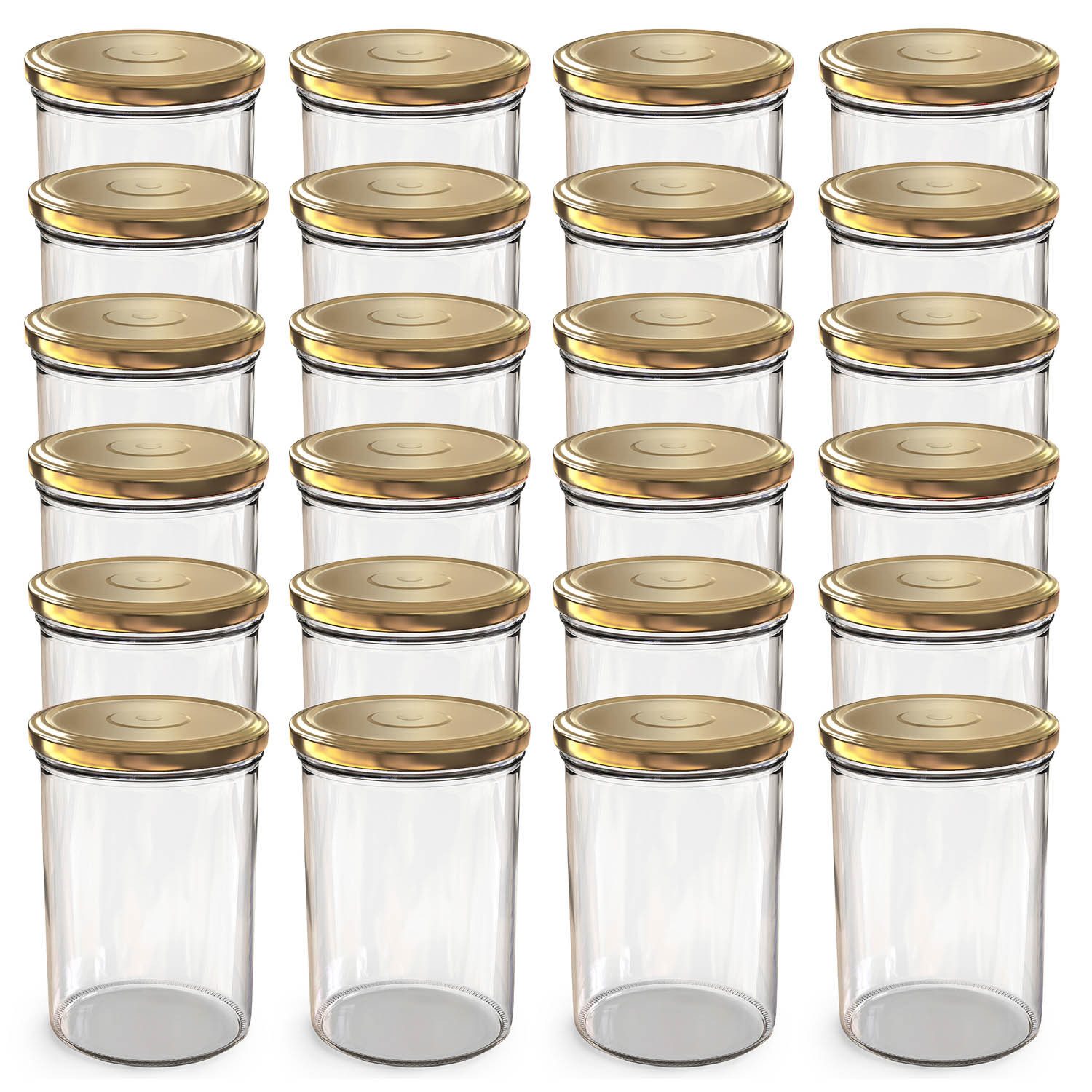 Oputec Einmachglas 24x 440ml Einmachgläser mit Schraubdeckel TO 82 Gold Marmeladengläser, Glas / Metall