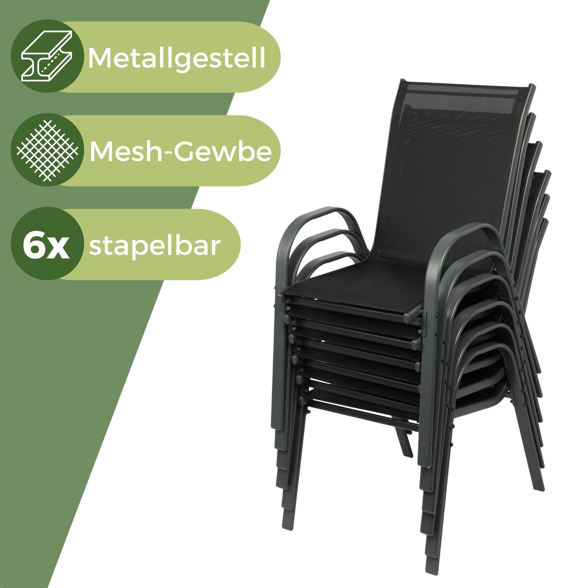 Albatros International Gartenstuhl Gartenstuhl KUBA stapelbar, 2er Set mit Sitzkissen Belastbar (2er Set), mit robustem Metallgestell und hoher Belastbarkeit –  – Bild 4 von 5