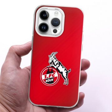 DeinDesign Handyhülle 1. FC Köln Offizielles Lizenzprodukt EffZeh 1. FC Köln rot, Apple iPhone 14 Pro Silikon Hülle Bumper Case Handy Schutzhülle