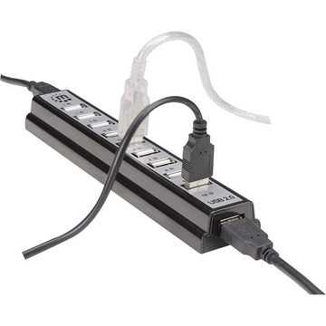 MANHATTAN USB-Verteiler Manhattan 10 Port USB 2.0-Hub Schwarz, Silber