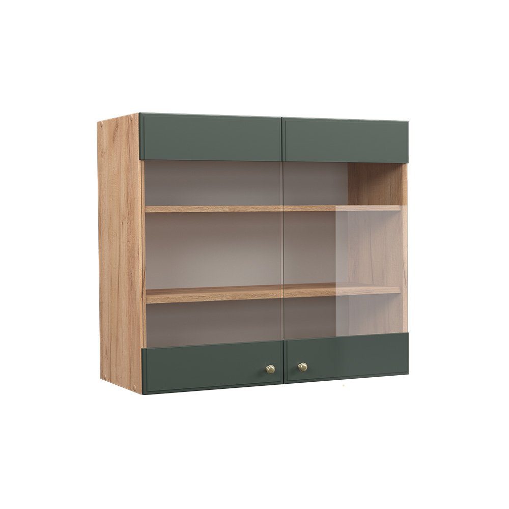 Vicco Glashängeschrank Fame-Line, Grün-Gold Landhaus/Goldkraft Eiche, 80 cm (1-St)