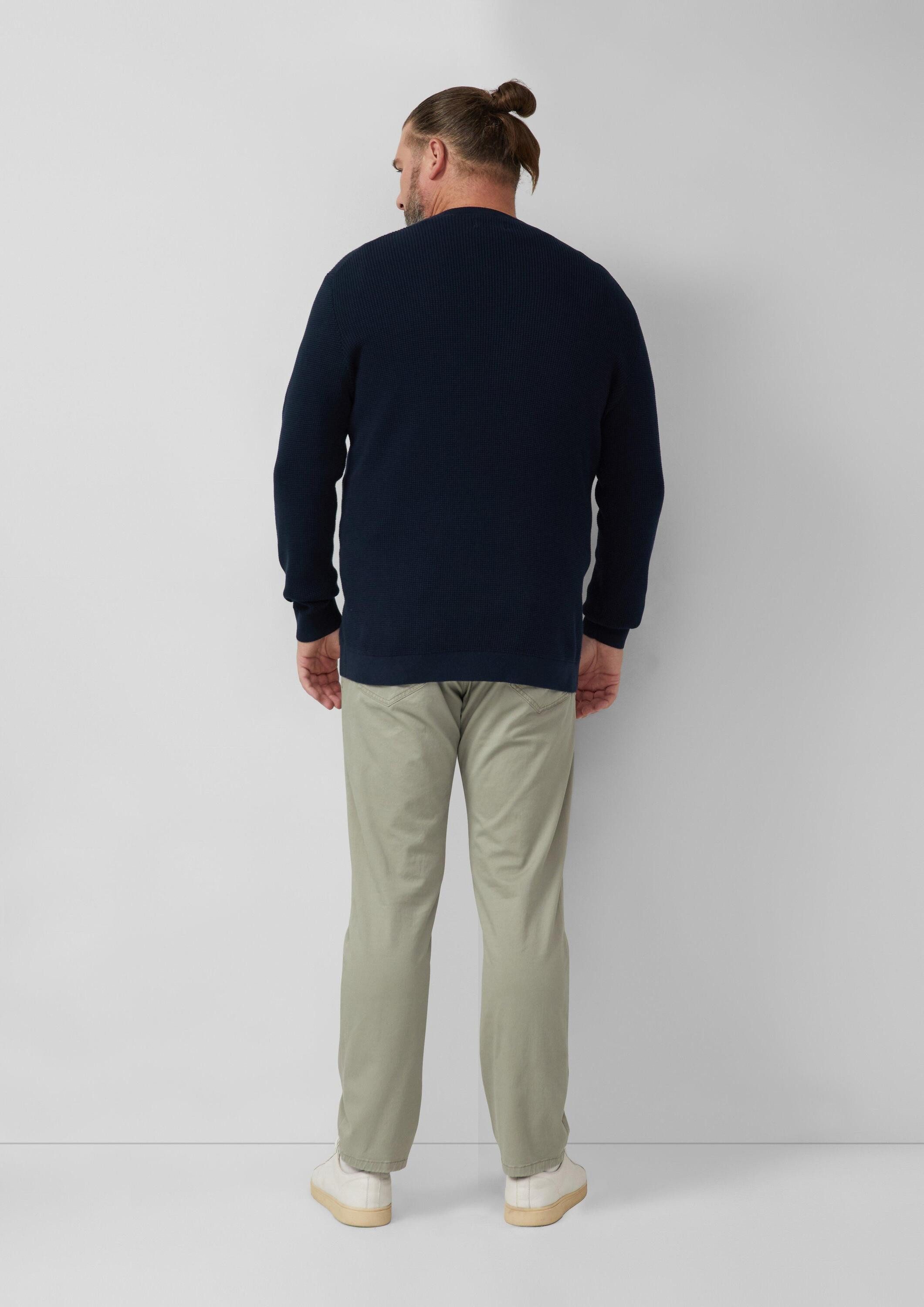 s.Oliver Longpullover Strickpullover Strukturmix-Pullover aus reiner Baumwolle