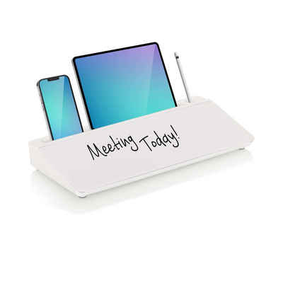 hjh OFFICE Organizer Schreibtisch-Organizer AGENDA MEMO Kunststoff, Glas-Whiteboard mit Tablet- und Handyhalter, 5 Fächer