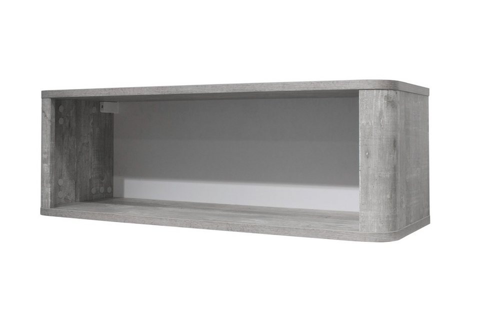 möbelando Hängeregal Frieda, BxHxT: 90x31x32 cm, in vintage wood grey / weiß  matt