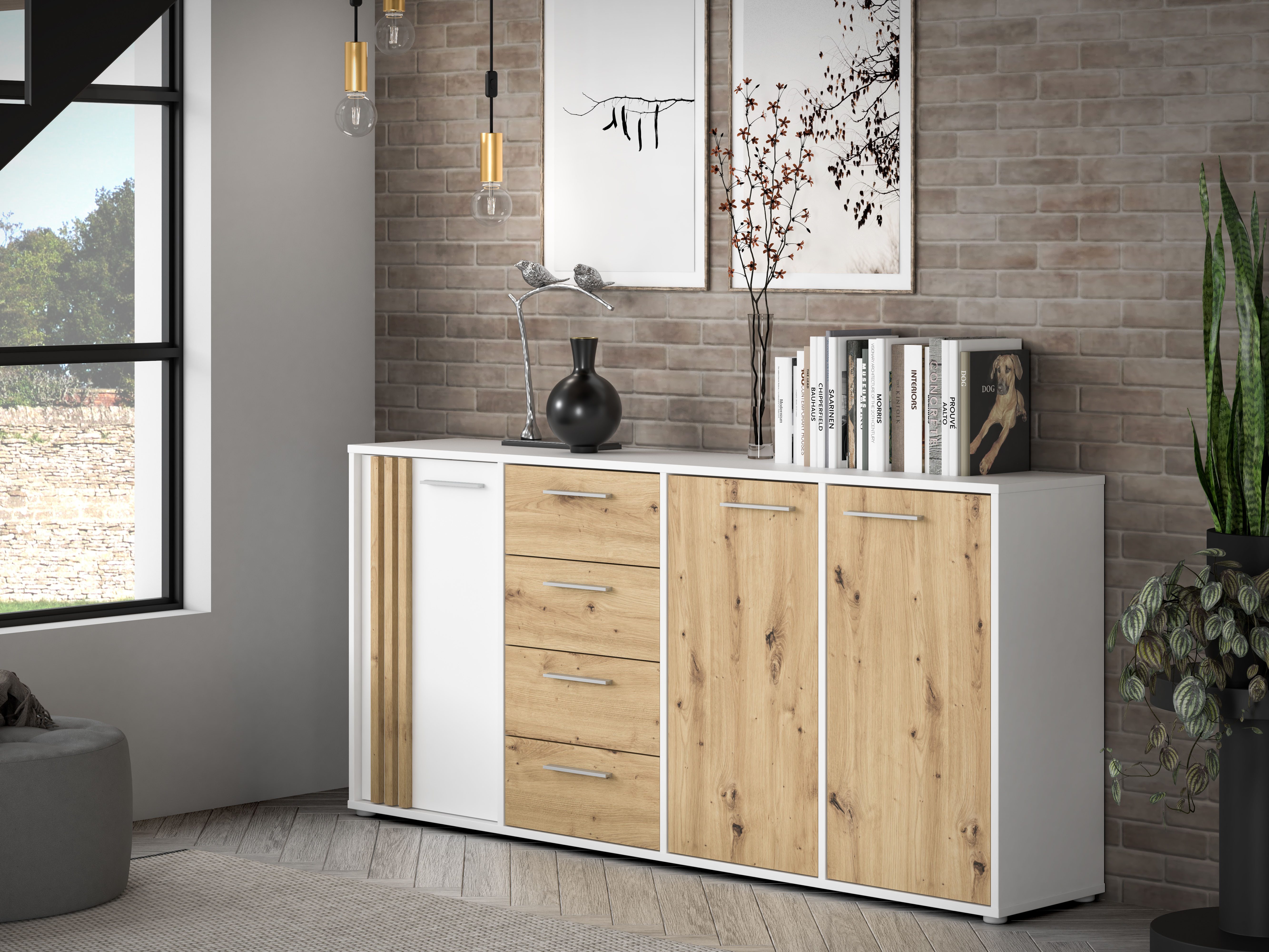 FORTE Sideboard "Cardigan", Sideboard, 2 farbig, Stauraum, Schubkasten, Sof günstig online kaufen
