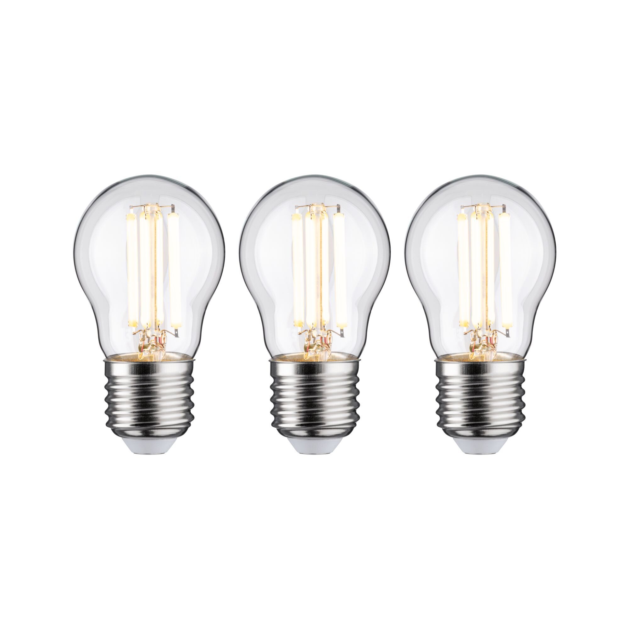 Paulmann LED-Leuchtmittel Eco-Line 3er-Pack Tropfen 525lm 2,5W 3000K klar 230V, E27, 3 St., Warmweiß