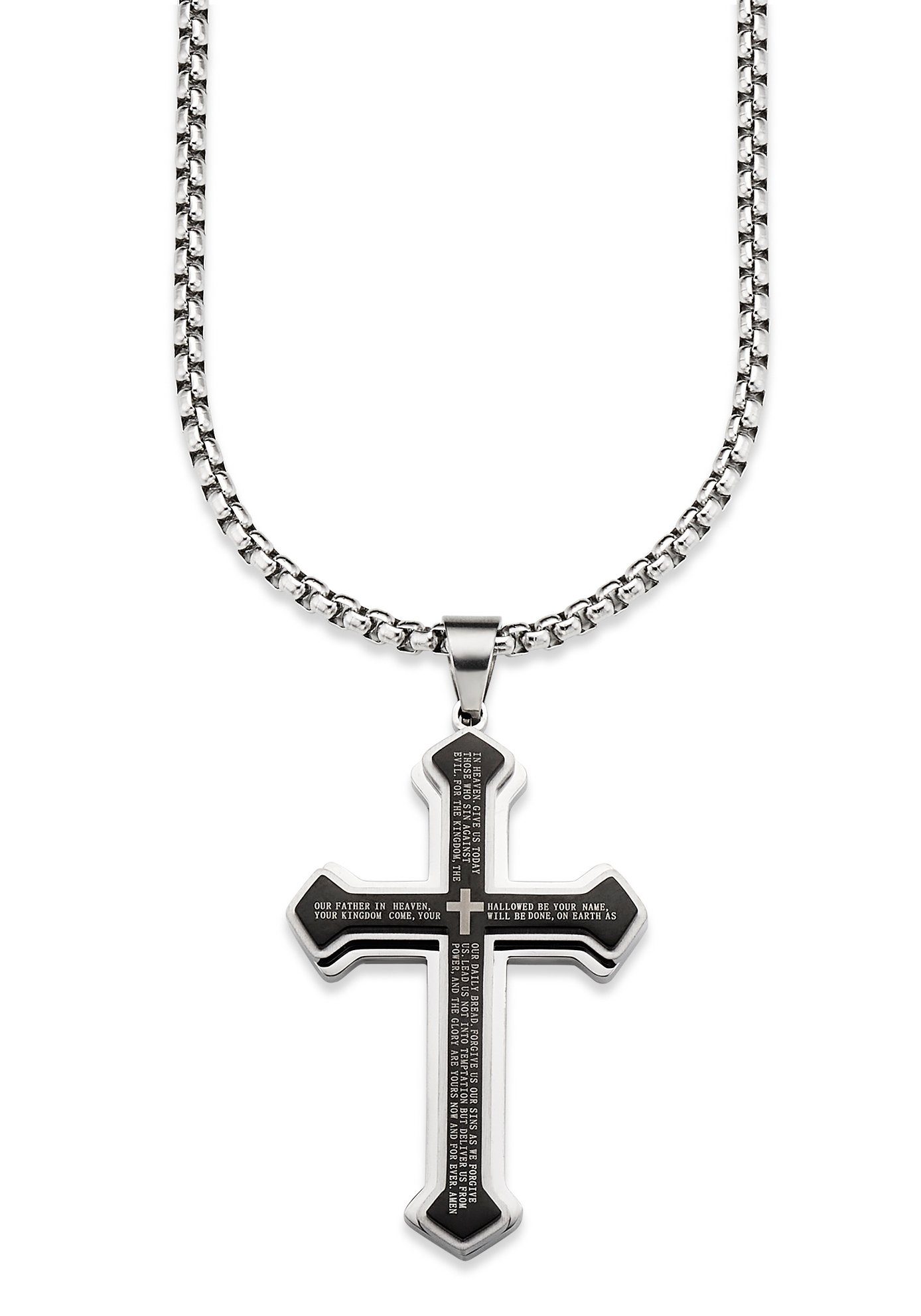 Bruno Banani Kette mit Anhänger Schmuck Geschenk, Halskette Kreuz Venezianerkette Silber Schwarz