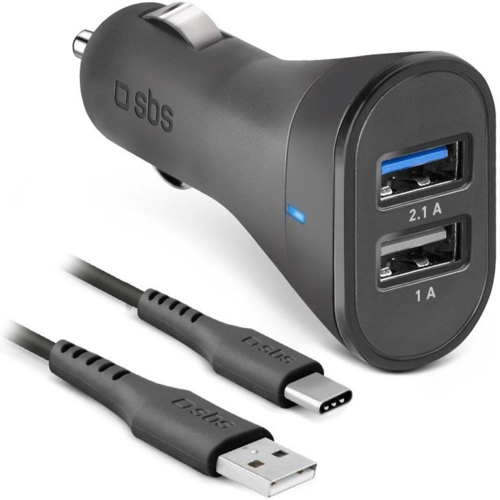 sbs Car Charger Kit USB-C auf USB-A - KFZ-Ladekabel - weiß KFZ-Netzteil