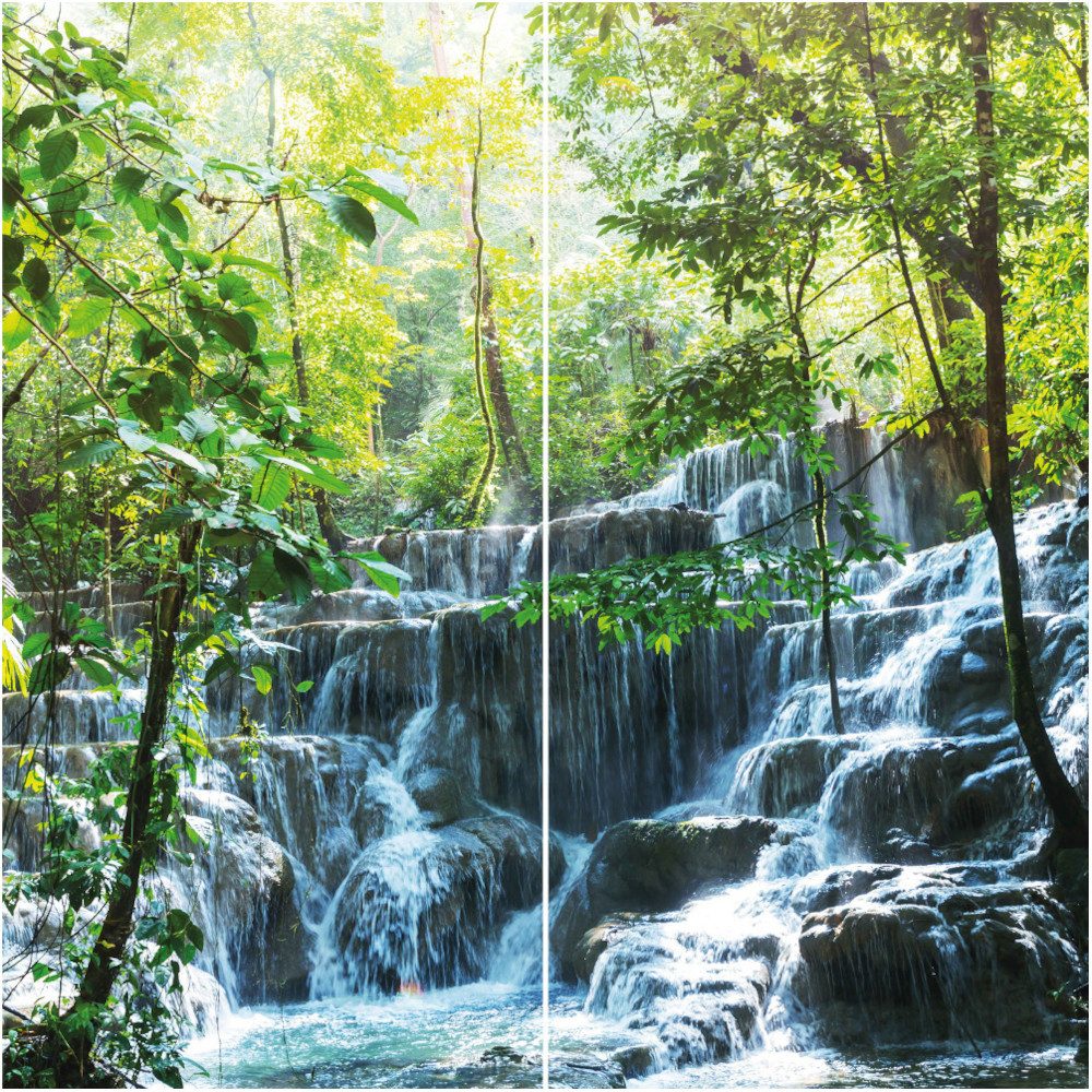 winwall Duschrückwand Duschrückwände ALU-Verbundplatte Dekor: Wasserfall Mexiko, (2-tlg), Wandverkleidung aus Alu