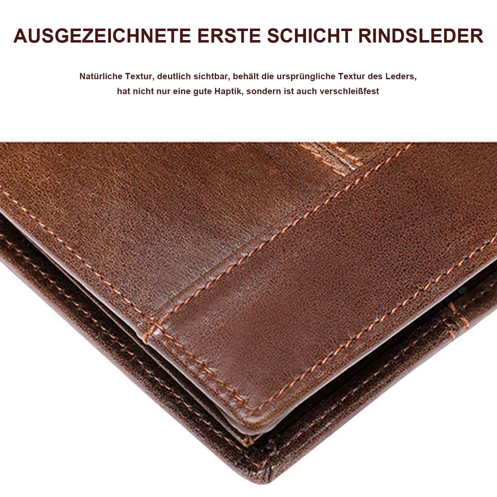 12 Leder (Herren Münzfach Kartenhalter), Portmonee cm Weich OKWISH Slim Beutel Brieftasche 10 Kurz Handtasche Kreditkartenetui, NFC Geldbörse RFID-Schutz Wallet, Geld Kartenfächer, Hellbraun Geldbeutel Kartenetui, Ledergeldbörse Portemonnaie mit 14 2 x mit Herren x