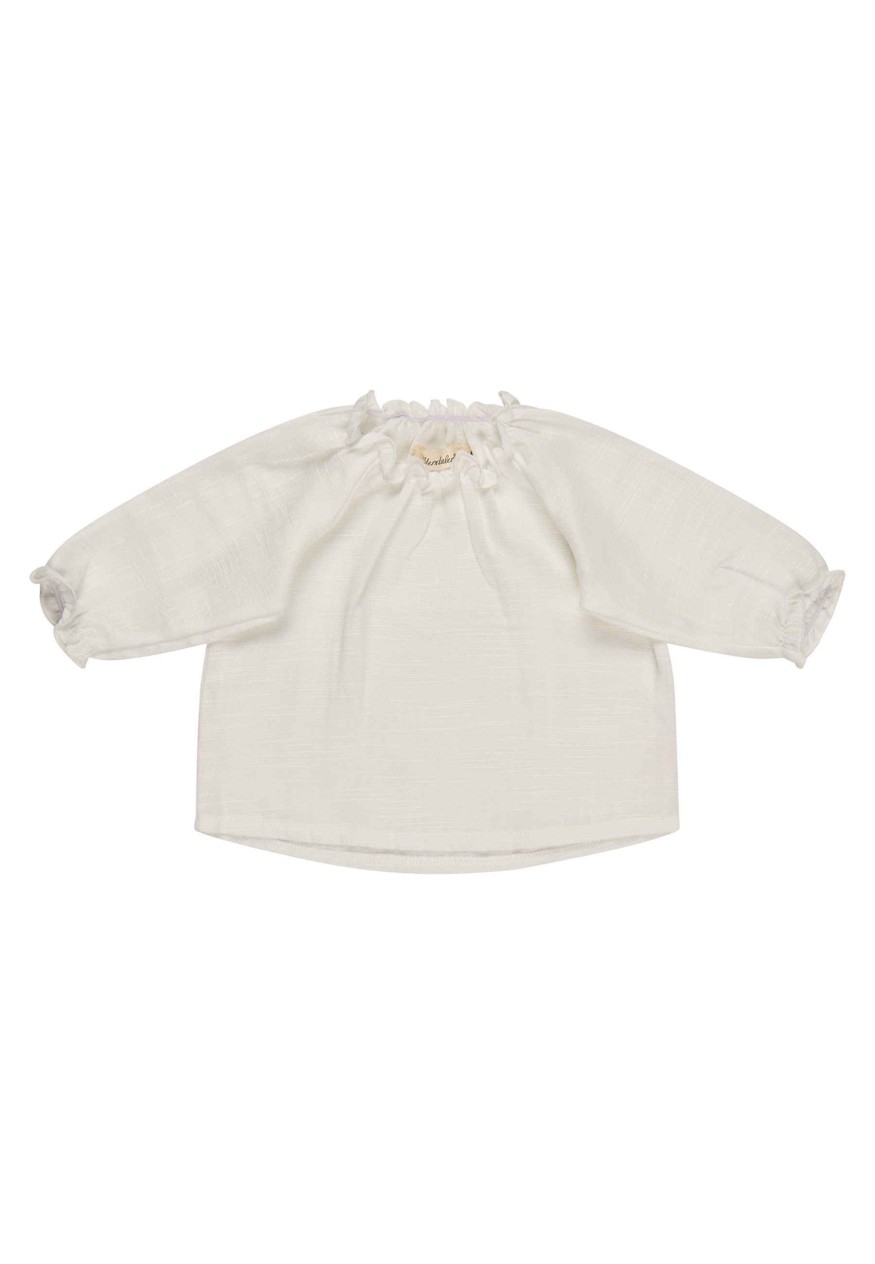 Sterntaler® Langarmshirt Bluse Leinenoptik (1-tlg) Bluse Leinenoptik mit Raffung, Häkelkante und Raglanärmeln