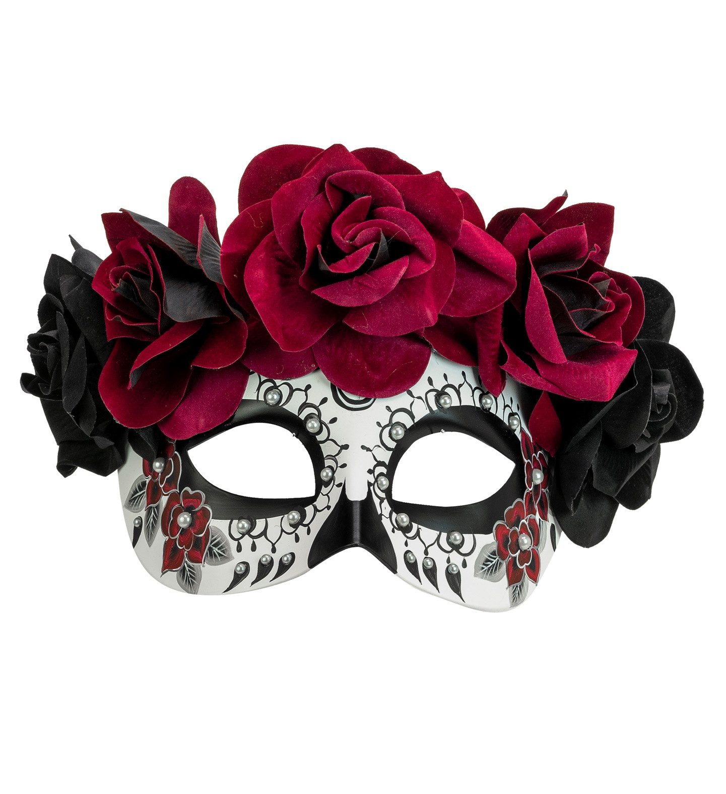 Widmann S.r.l. Verkleidungsmaske Dia de los Muertos Augenmaske mit Rosen, Schwarz
