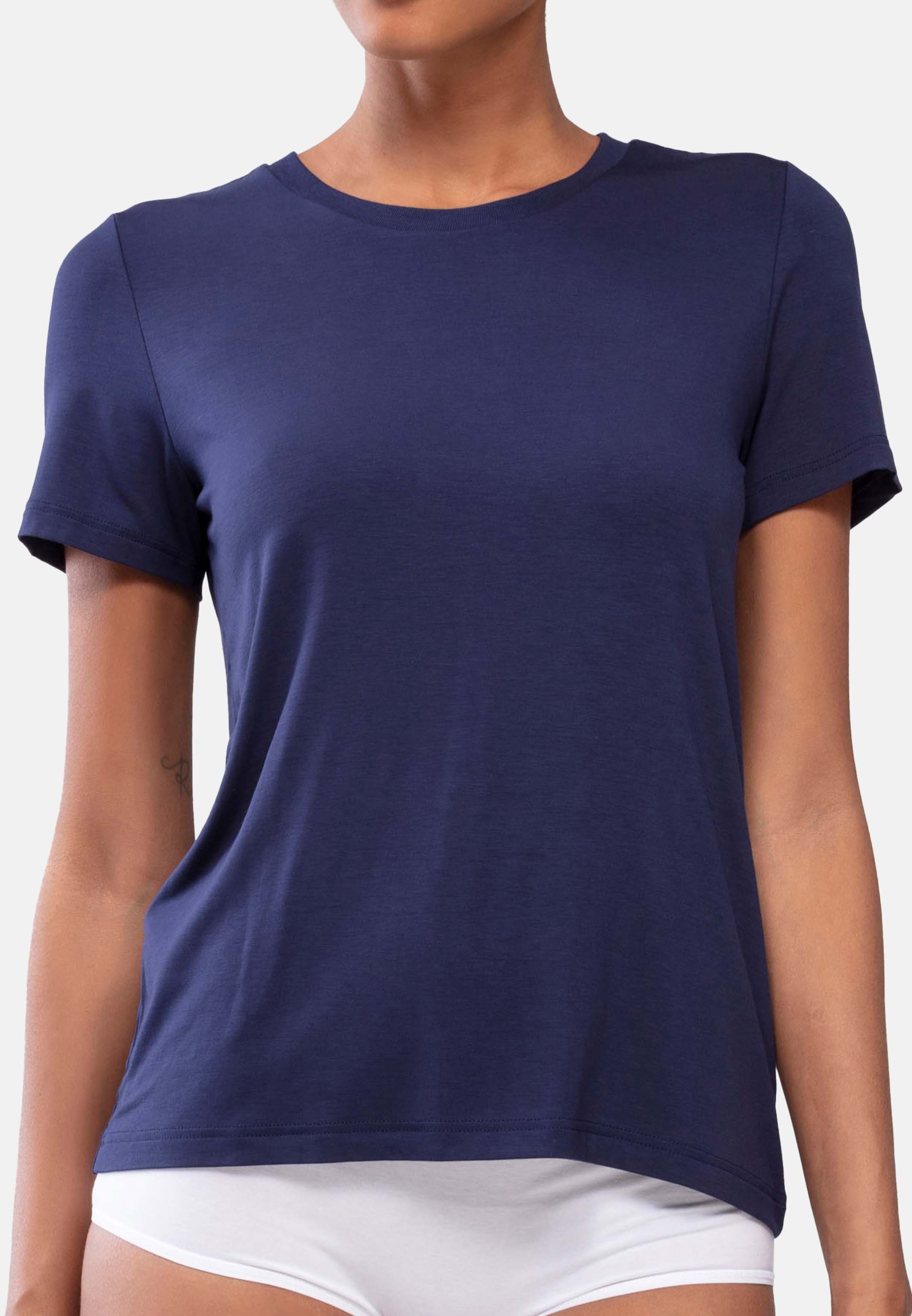 Lounge-Shirt - True (1-tlg) Mey - Schlafanzug Elin Kurzarm Oberteil Easy & blue Pyjamaoberteil Sleepy