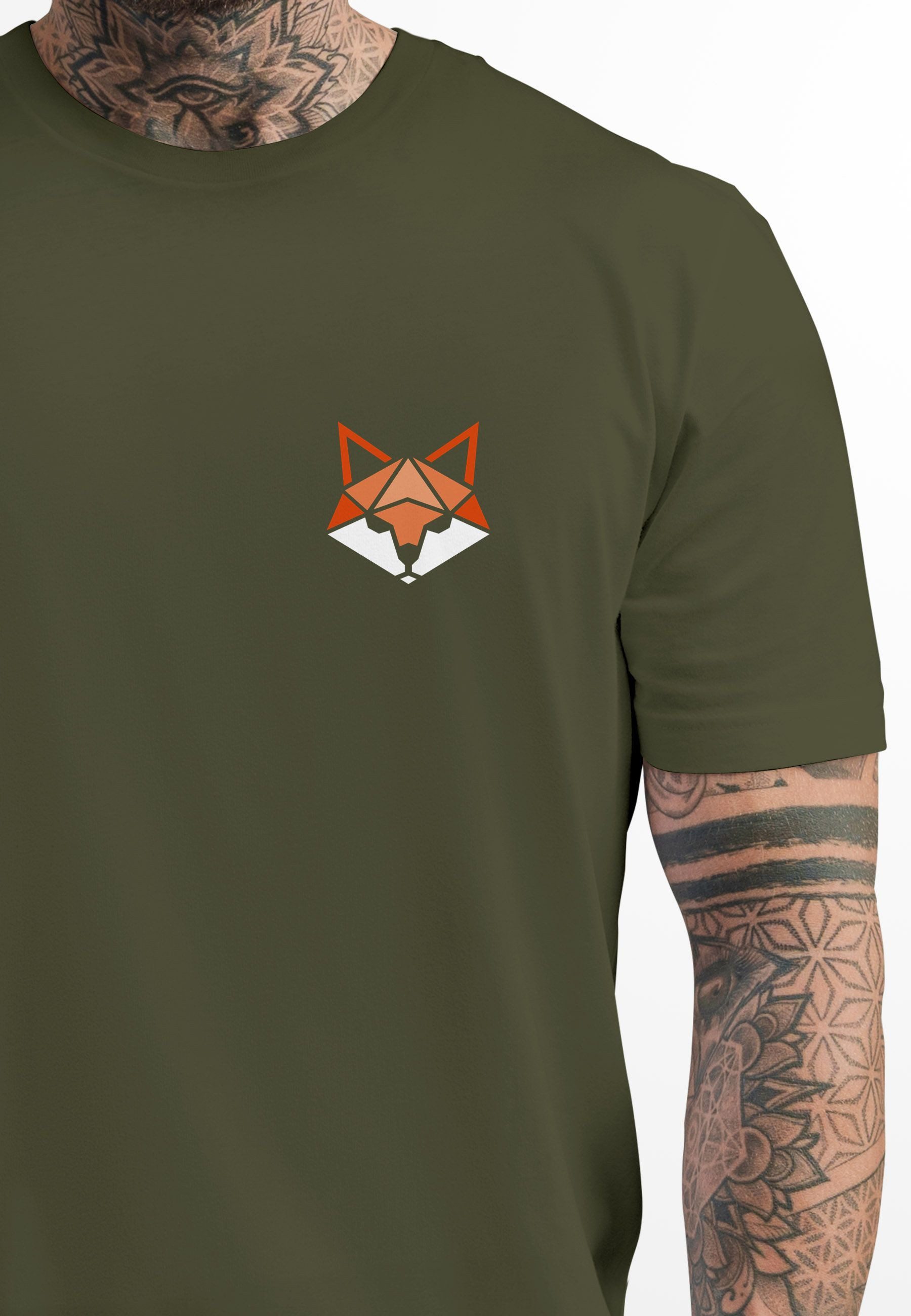Neverless Print-Shirt Herren T-Shirt Fuchsmotiv Brustlogo günstig online kaufen