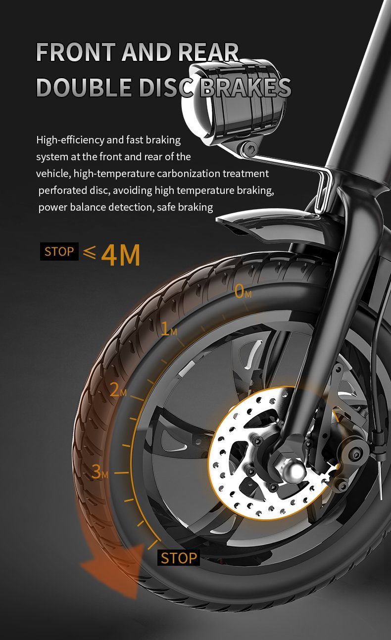 Fine Life Pro E-Bike Traglast Batterieladegerät), 1YS montierter selbstbestimmt leicht Mit umweltfreundlich Motor, 120kg 3 Rot 12-Zoll, (Set, Modi Hinten