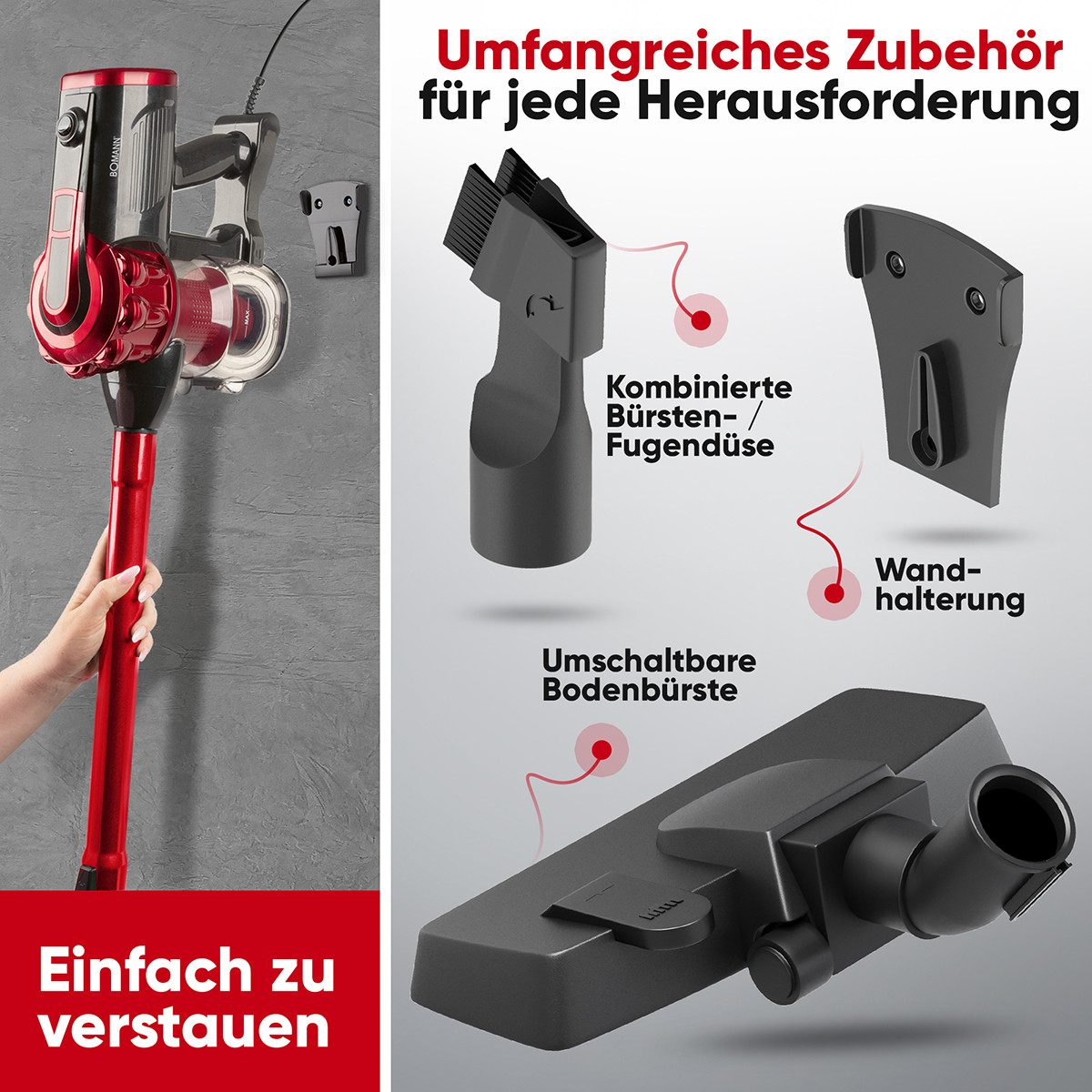 BOMANN Bodenstaubsauger BS 6072 CB, Staubsauger Handstaubsauger, starke Saugleistung