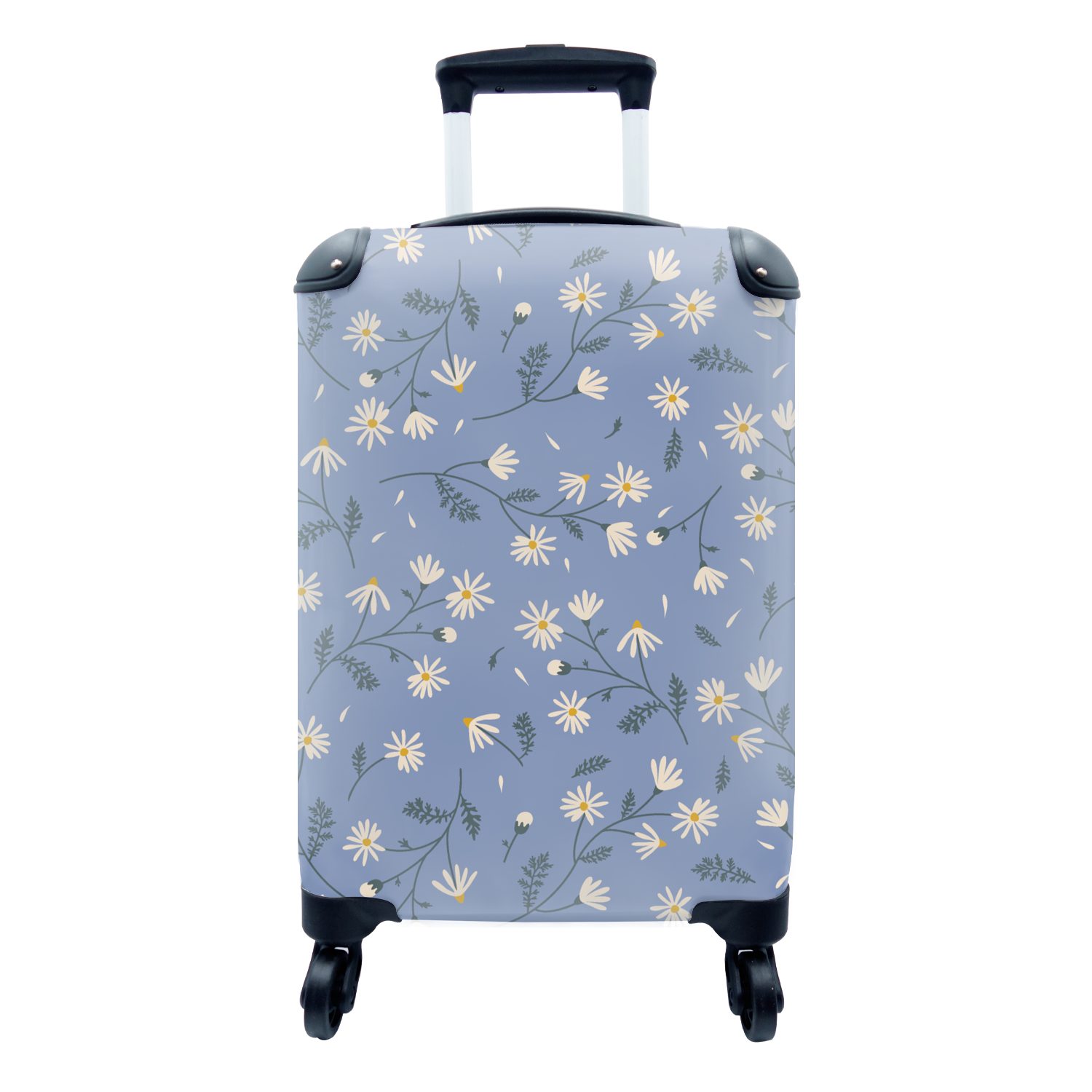 MuchoWow Handgepäckkoffer Blumen - Muster - Gänseblümchen, 4 Rollen, Reisetasche mit rollen, Handgepäck für Ferien, Trolley, Reisekoffer