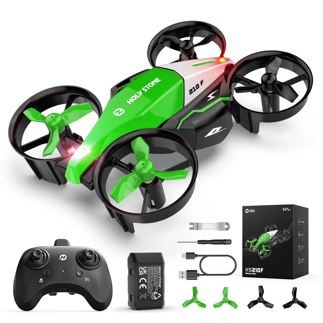 Mini-Drohne mit LED-Lichtern, 2-in-1 RC Quadcopter für Innenbereich Drohne