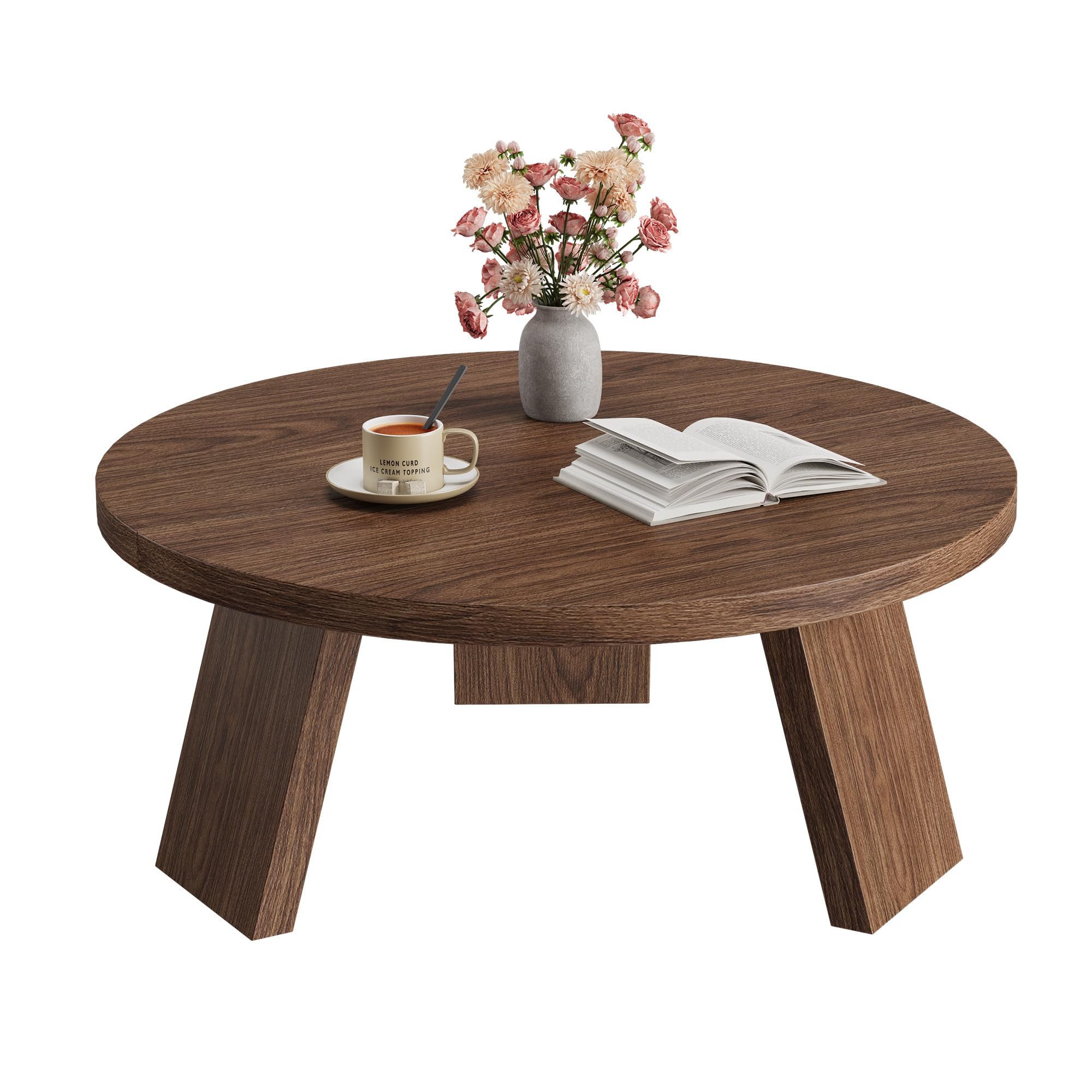 GarveeMore Couchtisch Runder Couchtisch mit geneigten Beinen Kreis Mitteltisch