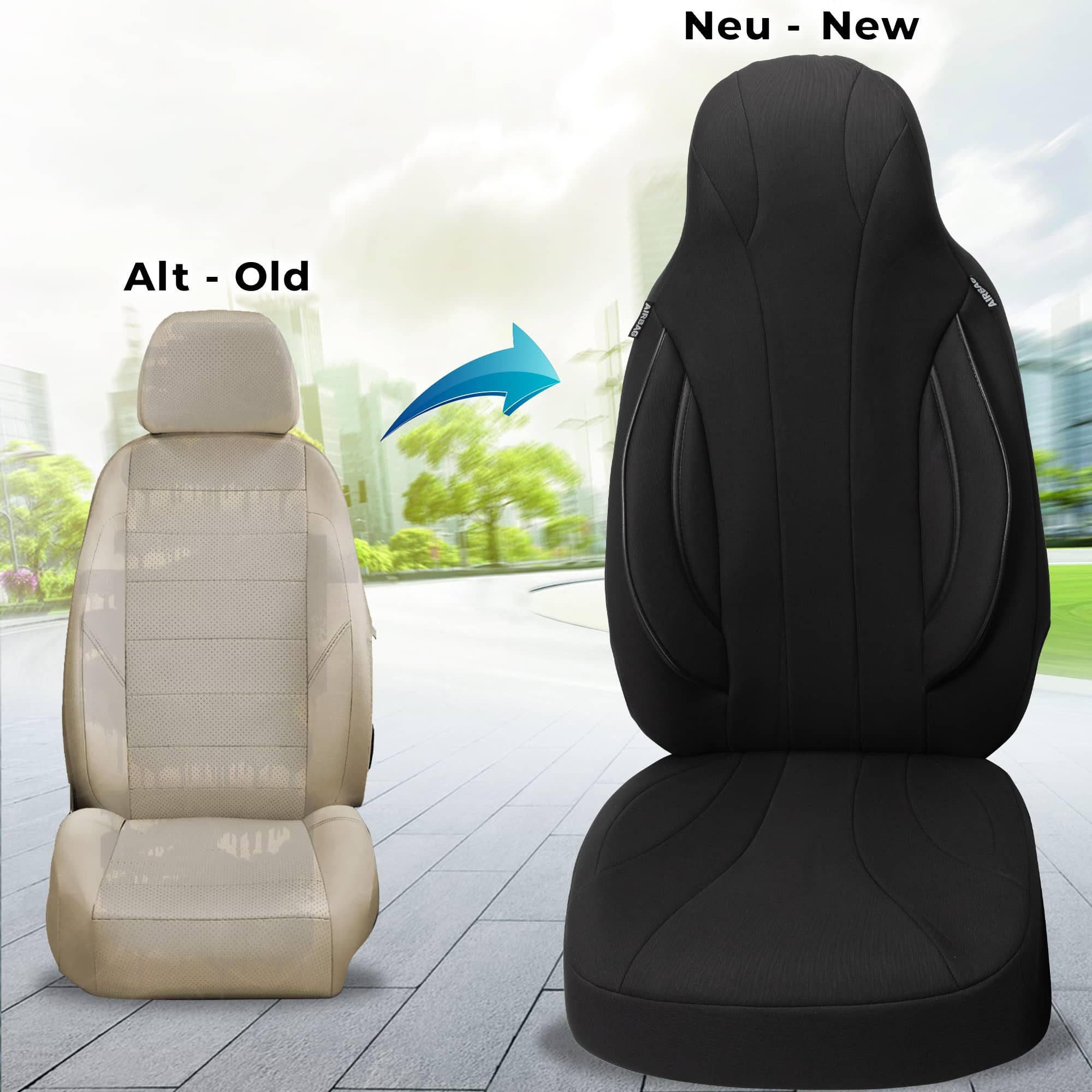 BREMER SITZBEZÜGE Autositzbezug für Seat Exeo Bj 2009-13 (PL403), Set, 2-tlg., Schonbezüge Sitzbezüge Fahrer und Beifahrer, in Schwarz