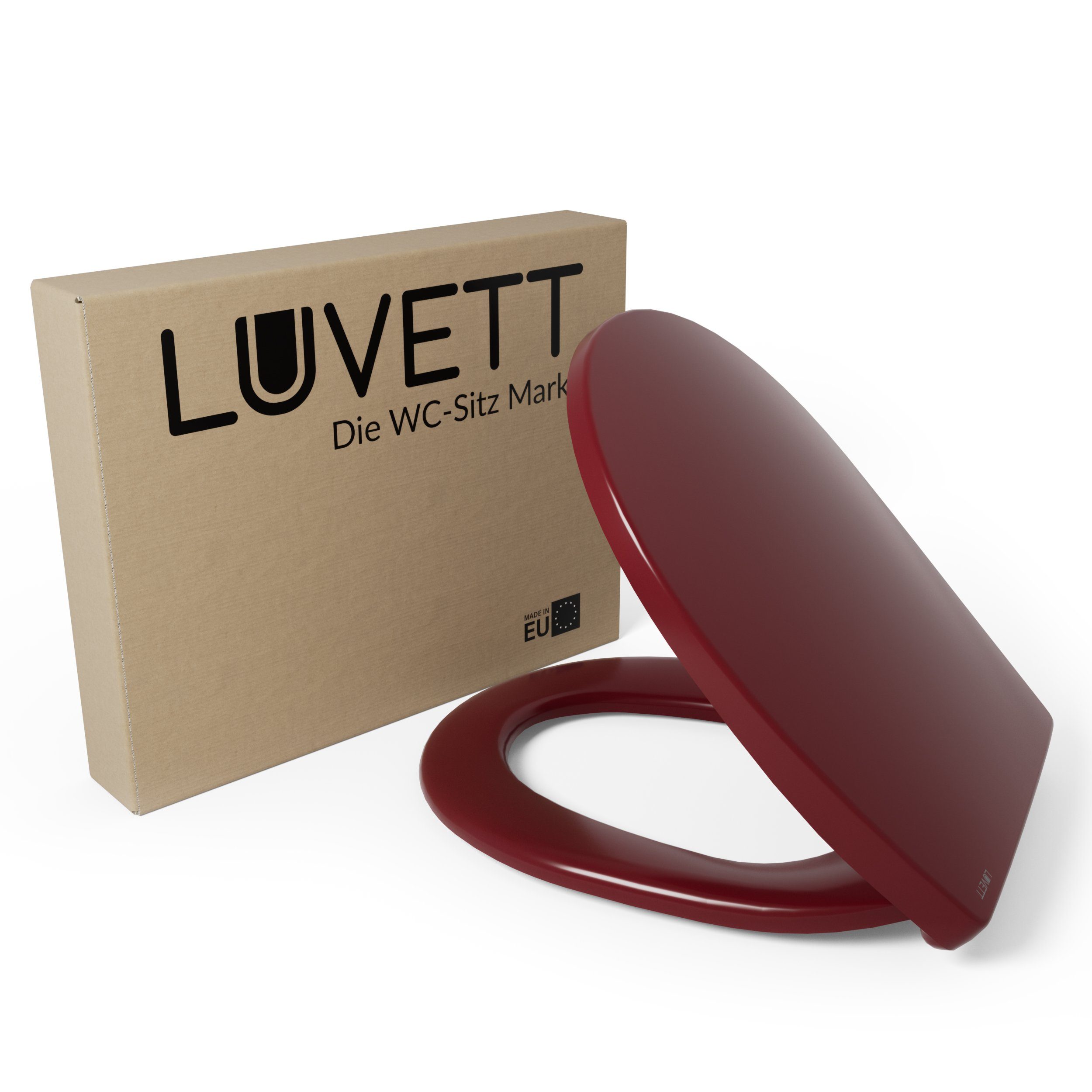 LUVETT WC-Sitz Farben C100 (Komplett-Set, Inklusive 3 Befestigungsarten), mit Original SoftClose® Absenkautomatik, Duroplast