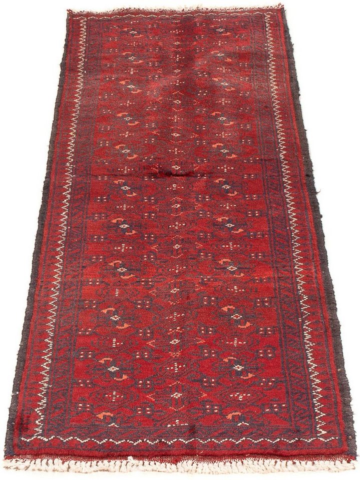 Orientteppich Afghan - 140 x 44 cm - rot, morgenland, rechteckig, Höhe: 7 mm,  Wohnzimmer, Handgeknüpft, Einzelstück mit Zertifikat