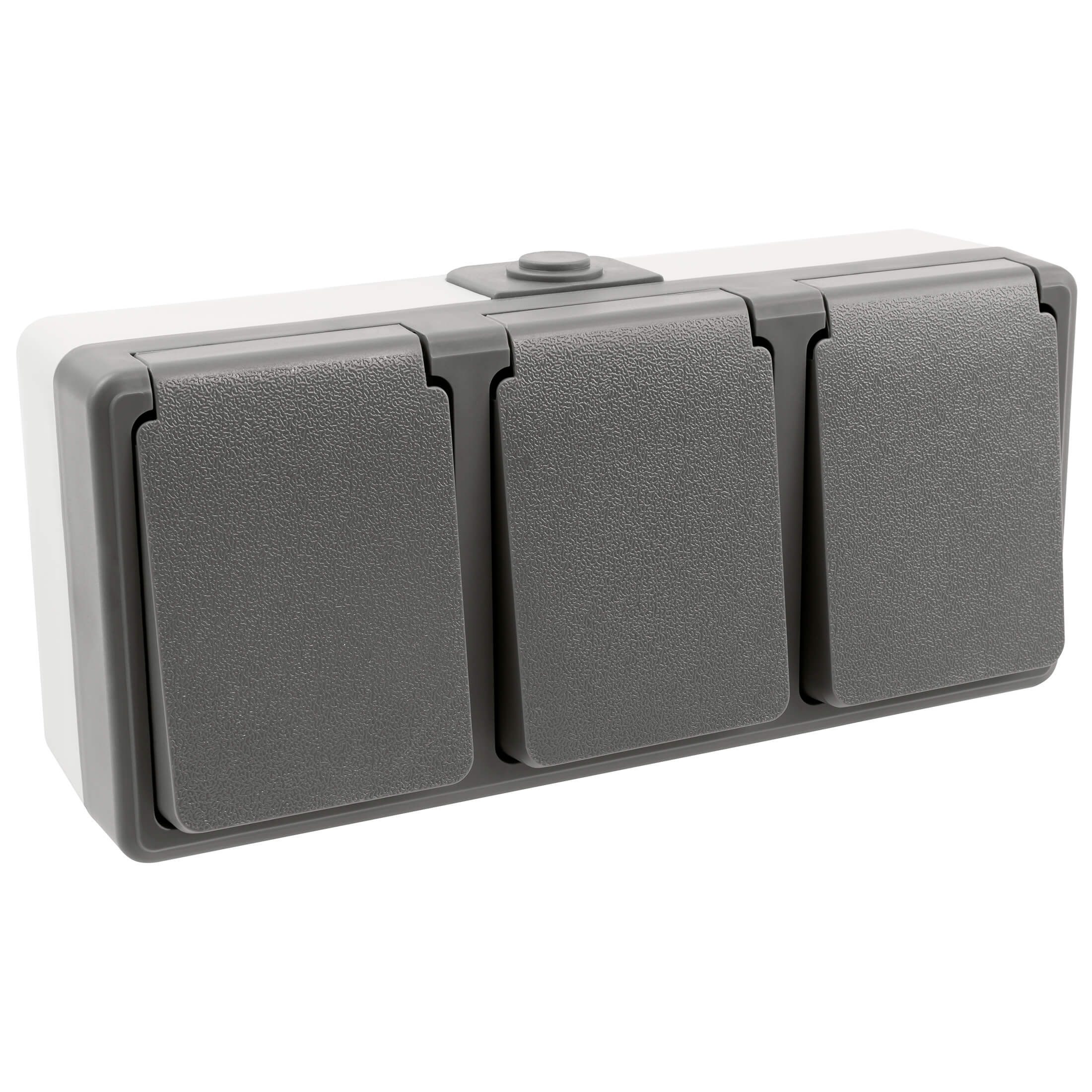 ETT Marketing GmbH Aufputz-Steckdose 3er Set SECURE Feuchtraum Dreifach Steckdose horizontal IP44 Aufputz, 3-St., nicht vorverdrahtet, Schraubkontakte – Bild 4 von 4