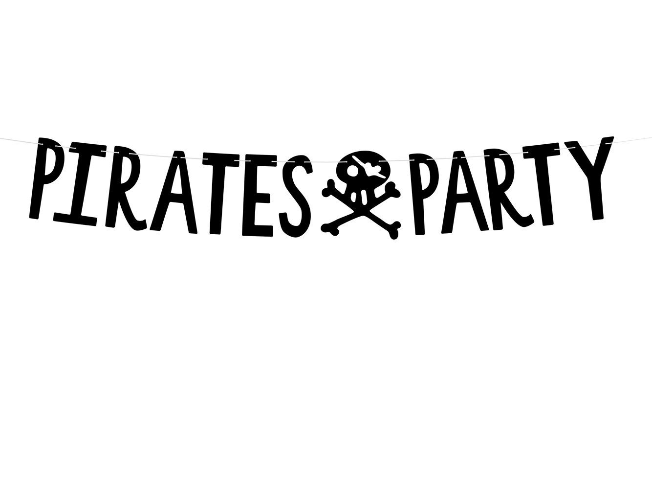 partydeco Wimpelkette, Girlande Piraten Party 14x100cm schwarz