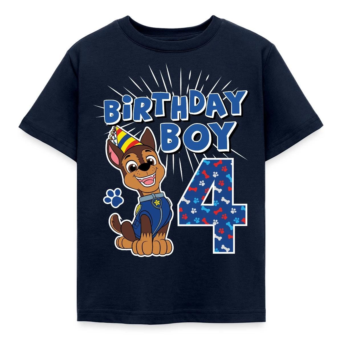 Spreadshirt T-Shirt Paw Patrol 4 Jahre Geschenk 4. Geburtstag Chase Kinder T-Shirt (1-tlg) Fällt klein aus. Wir empfehlen, eine Größe größer zu bestellen.