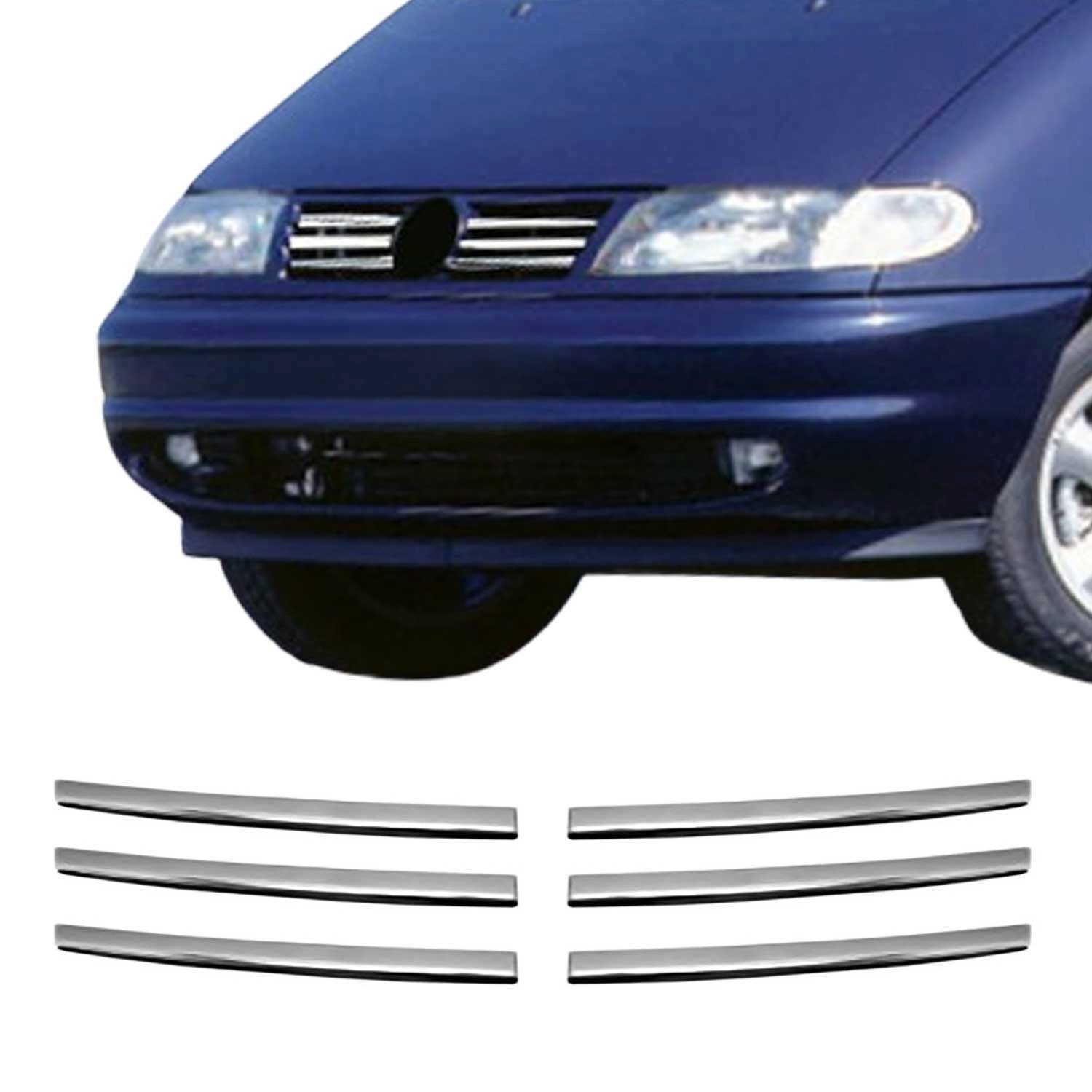 OMAC Zierleisten-Aufkleber Kühlergrill Leisten für VW Sharan 1995-2000 Edelstahl Silber 6tlg, (6tlg), Langlebig,Einfache Reinigung,Einfache Installation,Rostbeständig