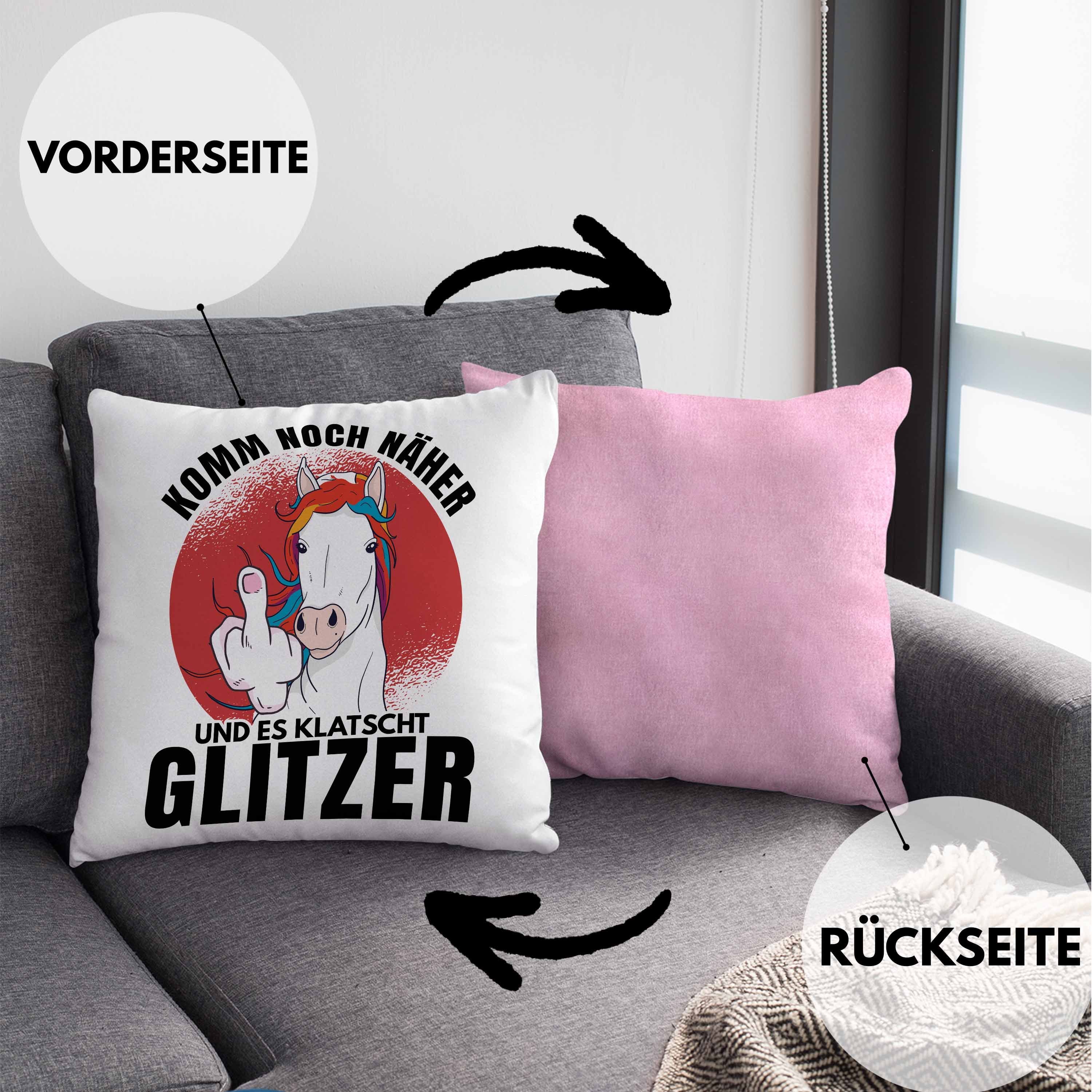 Dekokissen Füllung Rosa Sarkastischer Trendation Trendation Spruch Noch Kissen mit - Näher Geschenk Glitzer Klatscht Es Und Geschenk 40x40 Komm Kollegen Dekokissen