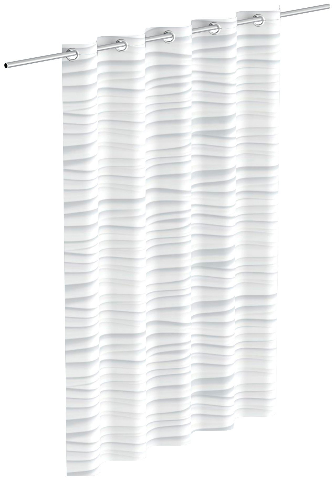 Eisl Duschvorhang White Wave Breite 180 cm, waschbarer Antischimmel Textil  Vorhang (Höhe 200 cm), Hygienisch und pflegeleicht: Das Material ist bis zu  30°C waschmaschinengeeignet