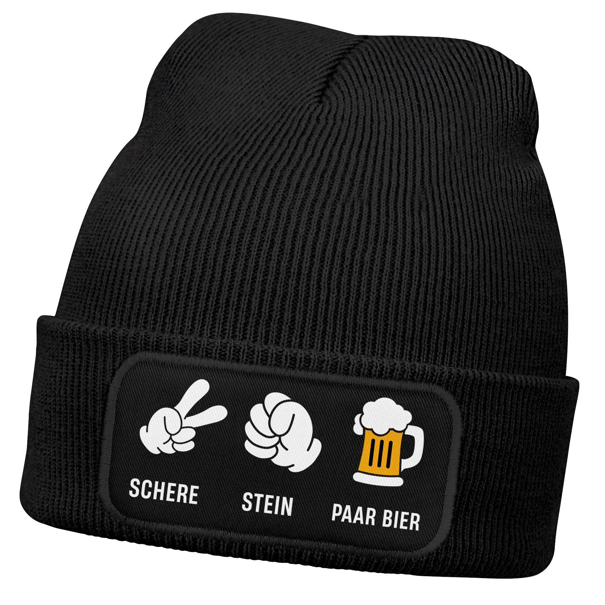 MoonWorks Strickmütze Herren Beanie Patch lustige Biersprüche Strickmütze mit Spruch Outfit